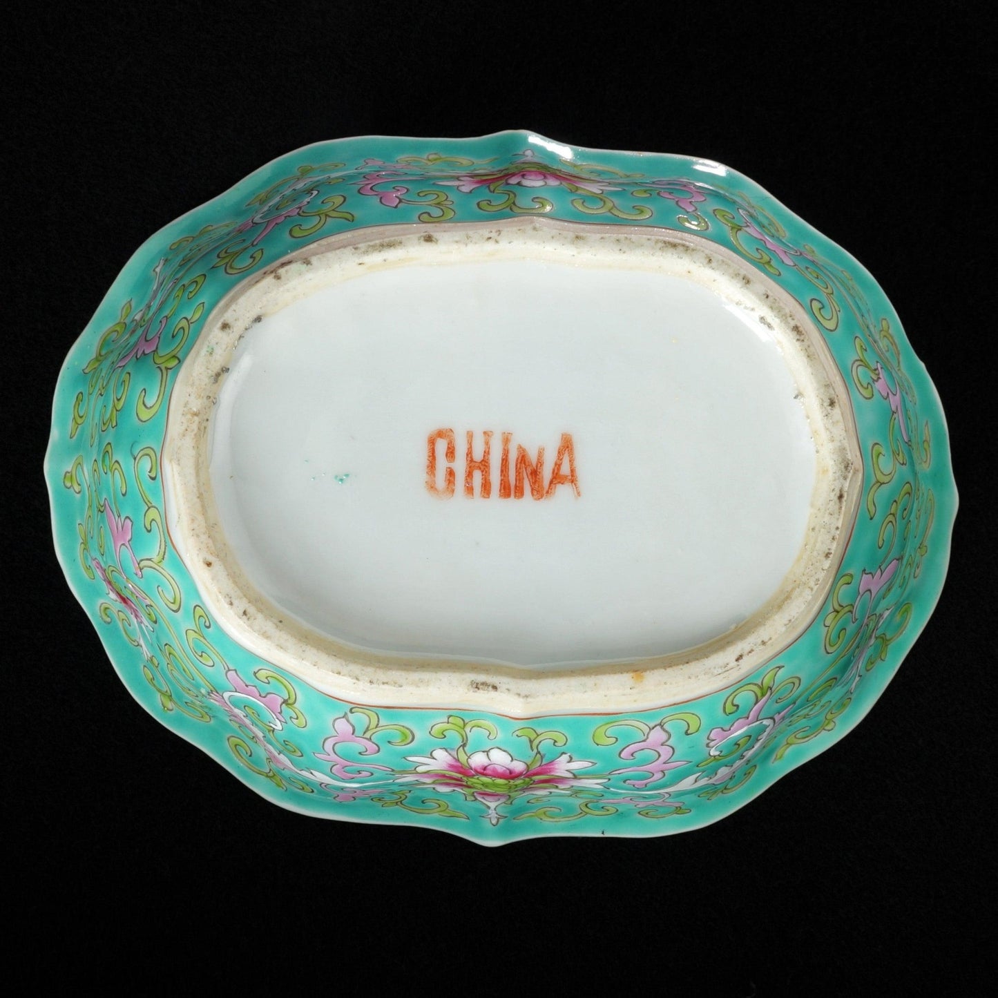 Chinese Turquoise Peony Bowl Late Qing Dynasty - Bear and Raven Antiques