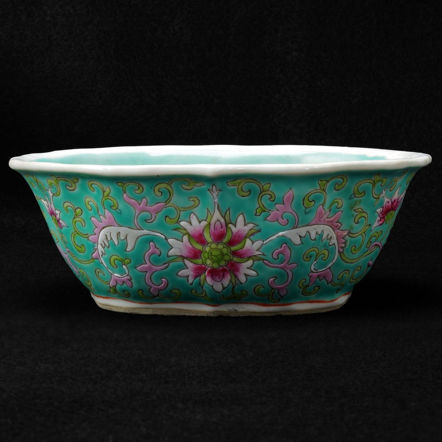 Chinese Turquoise Peony Bowl Late Qing Dynasty - Bear and Raven Antiques