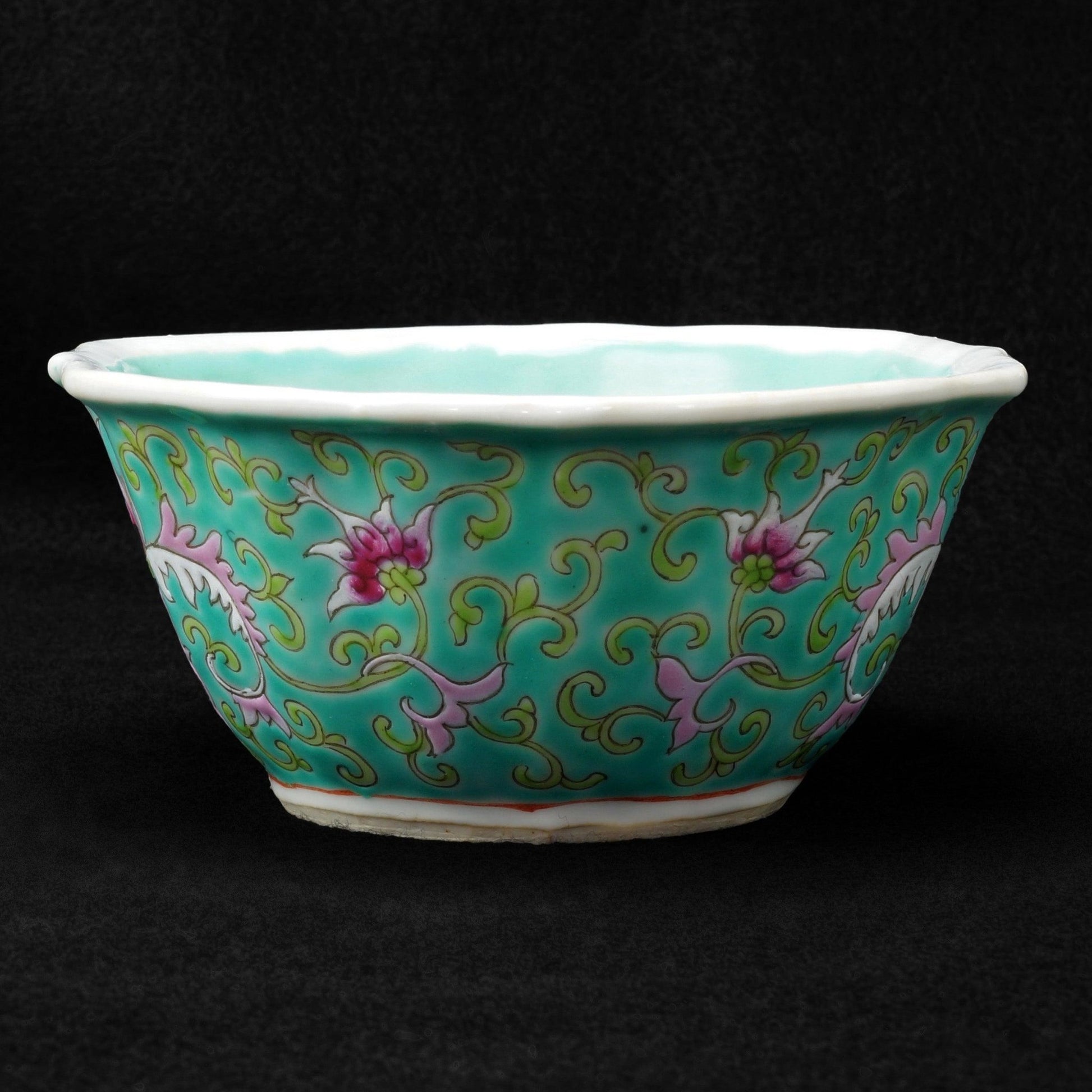 Chinese Turquoise Peony Bowl Late Qing Dynasty - Bear and Raven Antiques