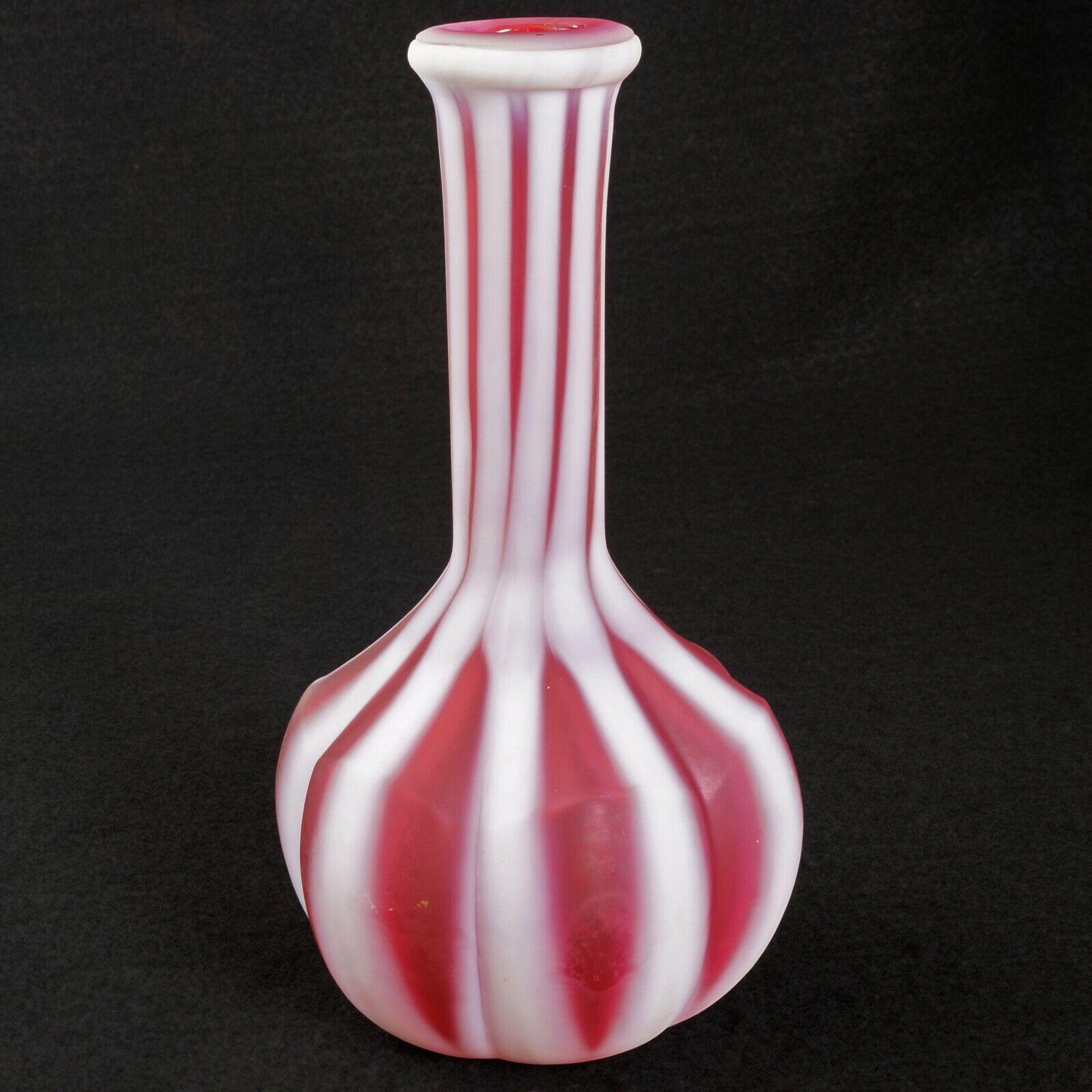 Cranberry and White Stripe Cased Glass Barber Bottle Late 19th Century ...