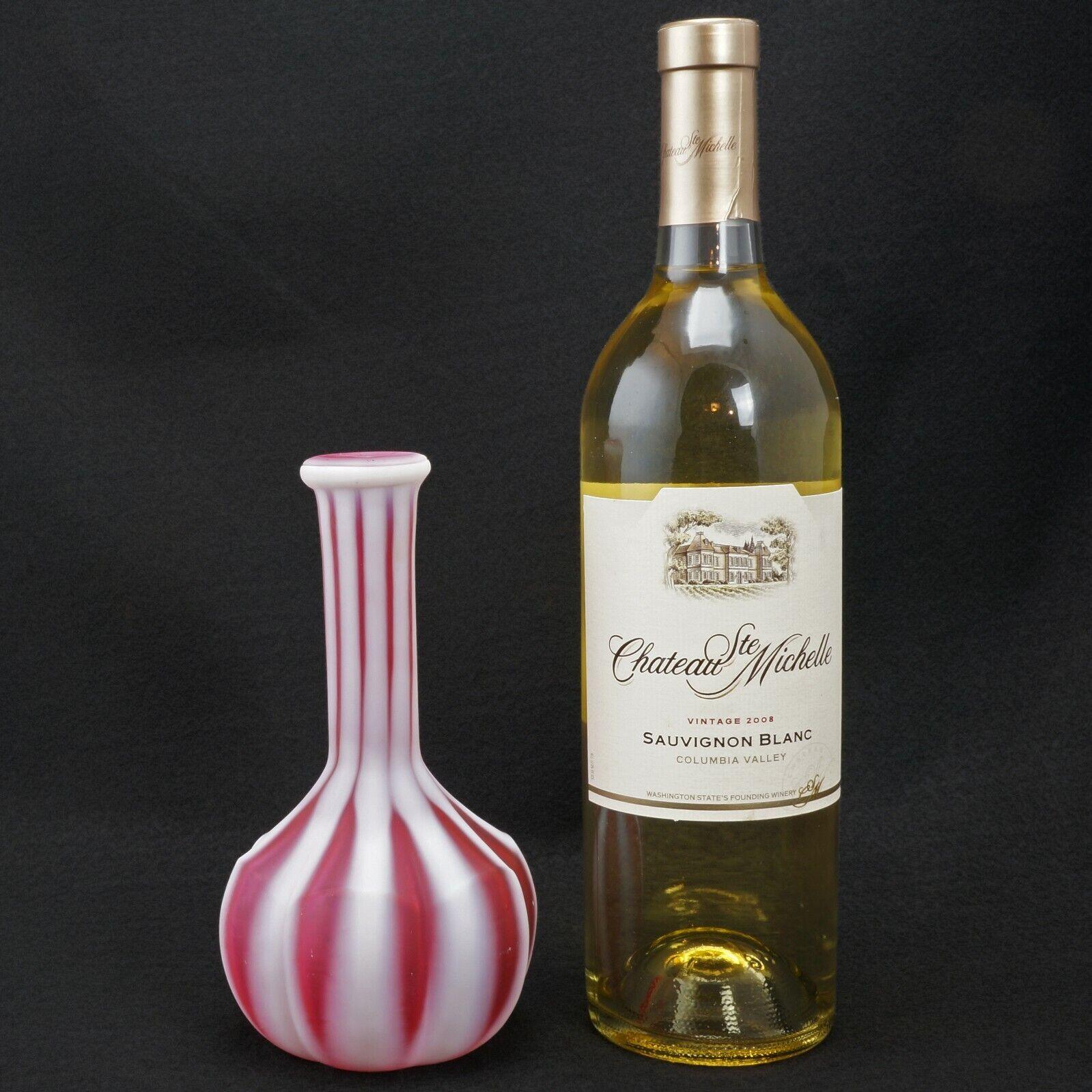 Cranberry and White Stripe Cased Glass Barber Bottle Late 19th Century - Bear and Raven Antiques