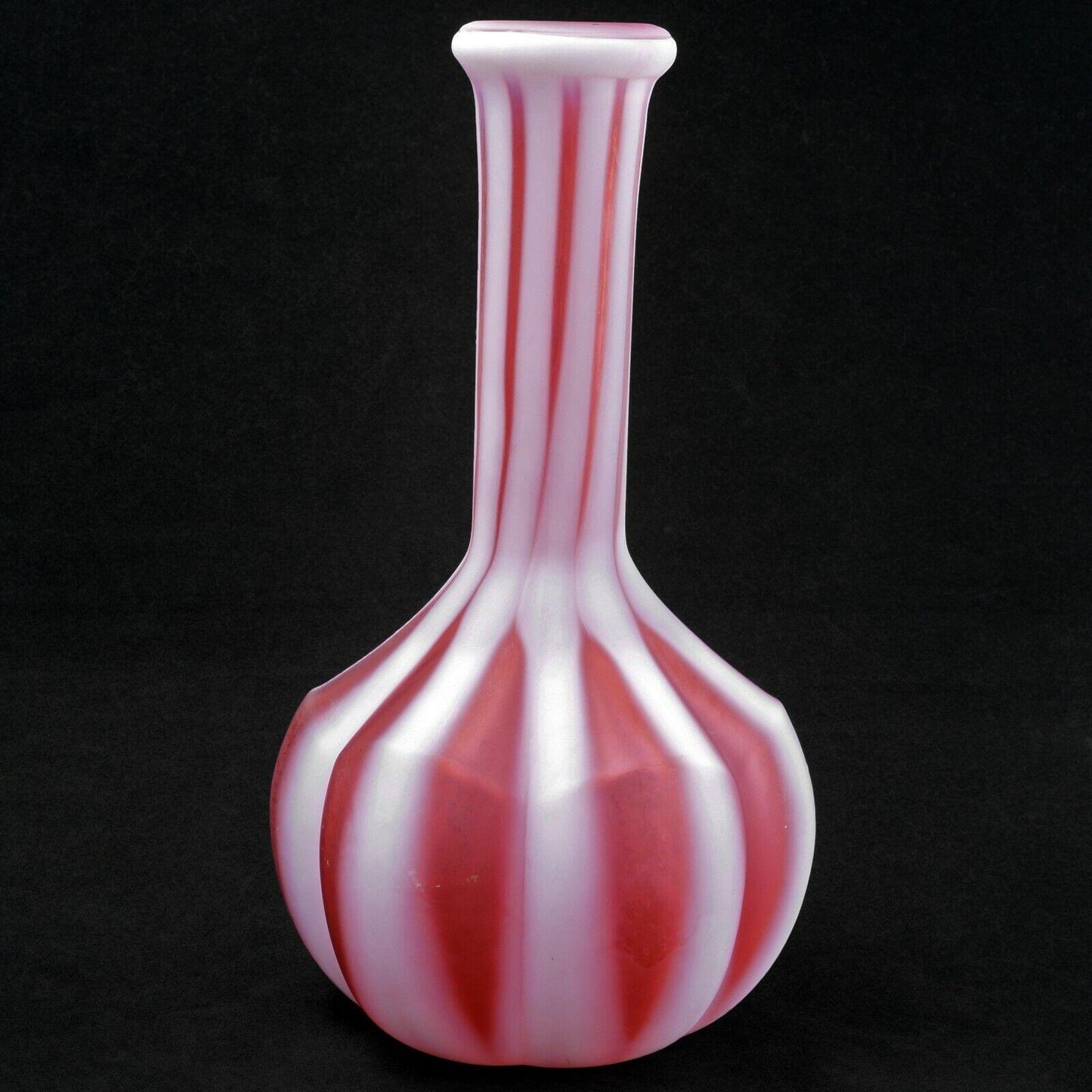 Cranberry and White Stripe Cased Glass Barber Bottle Late 19th Century - Bear and Raven Antiques