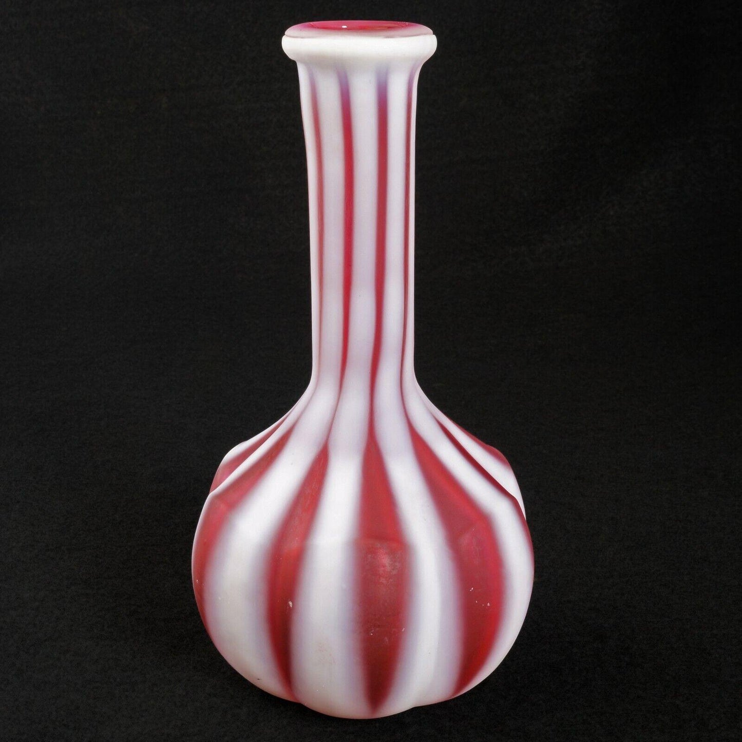 Cranberry and White Stripe Cased Glass Barber Bottle Late 19th Century - Bear and Raven Antiques