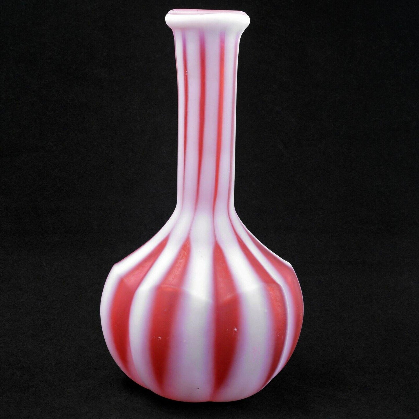 Cranberry and White Stripe Cased Glass Barber Bottle Late 19th Century - Bear and Raven Antiques