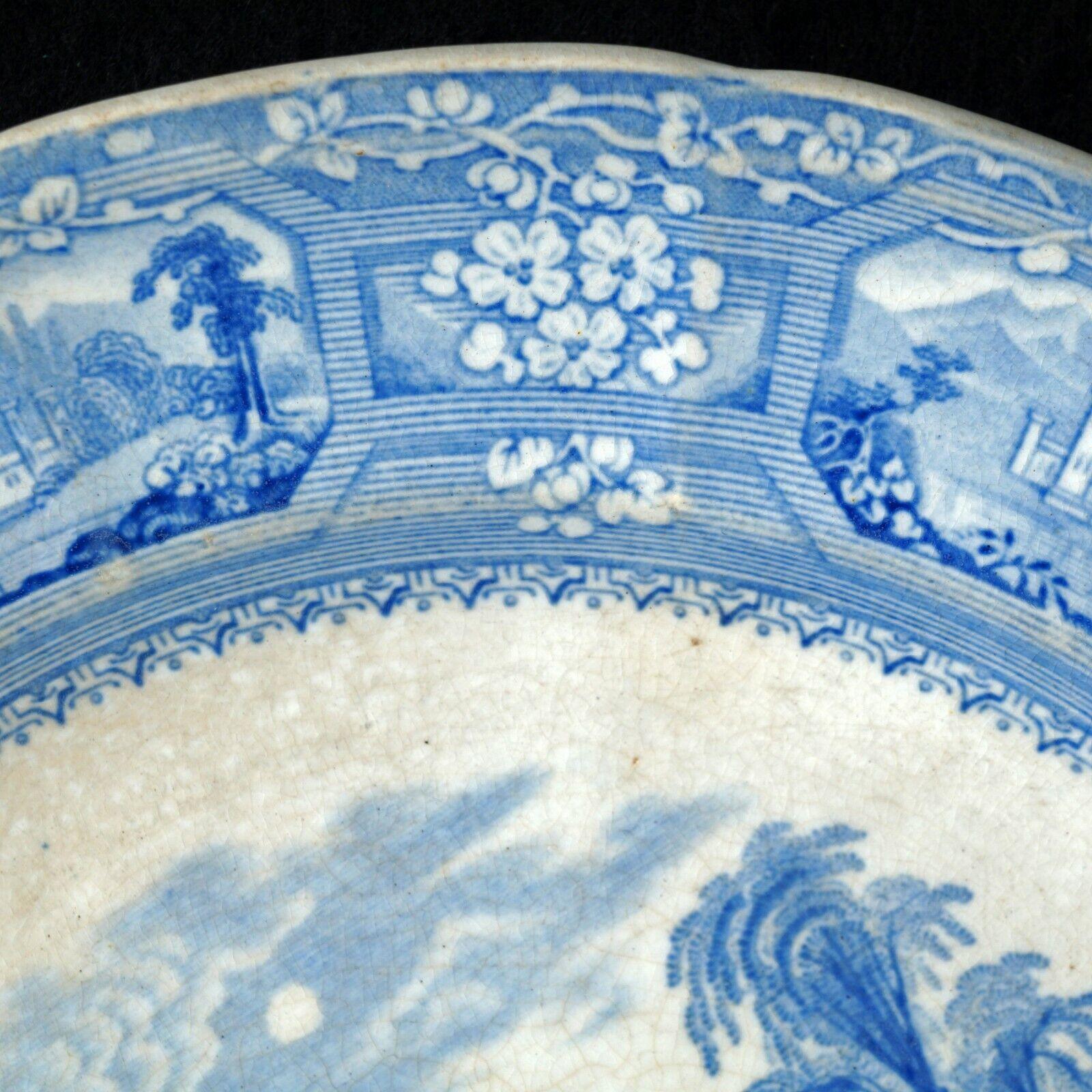 English Staffordshire Transferware Florentine Plate 19th Century - Bear and Raven Antiques