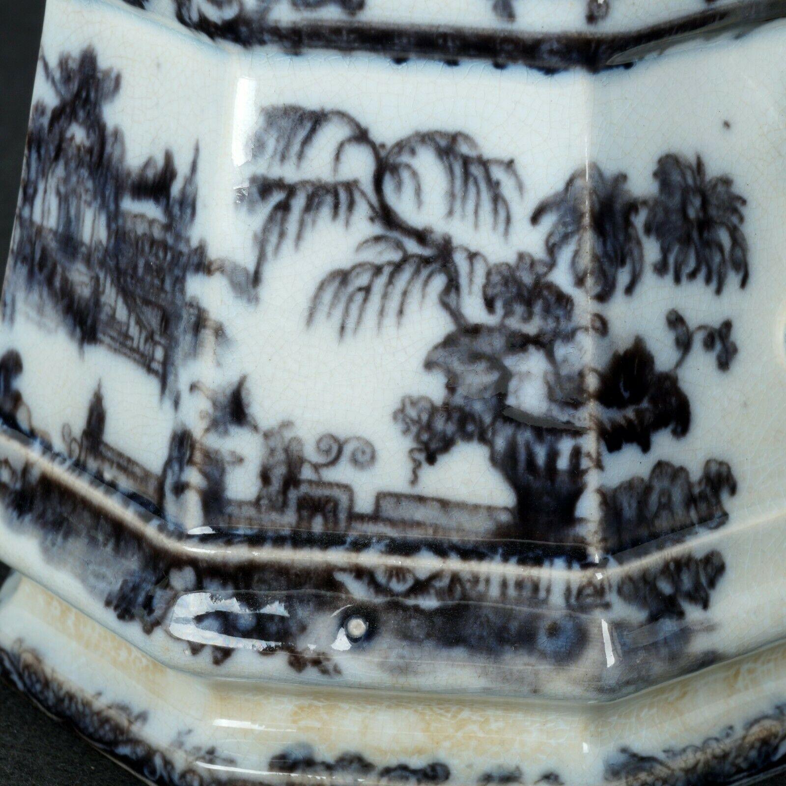 English Victorian Staffordshire Transferware Sugar Bowl Mid 19th Century - Bear and Raven Antiques