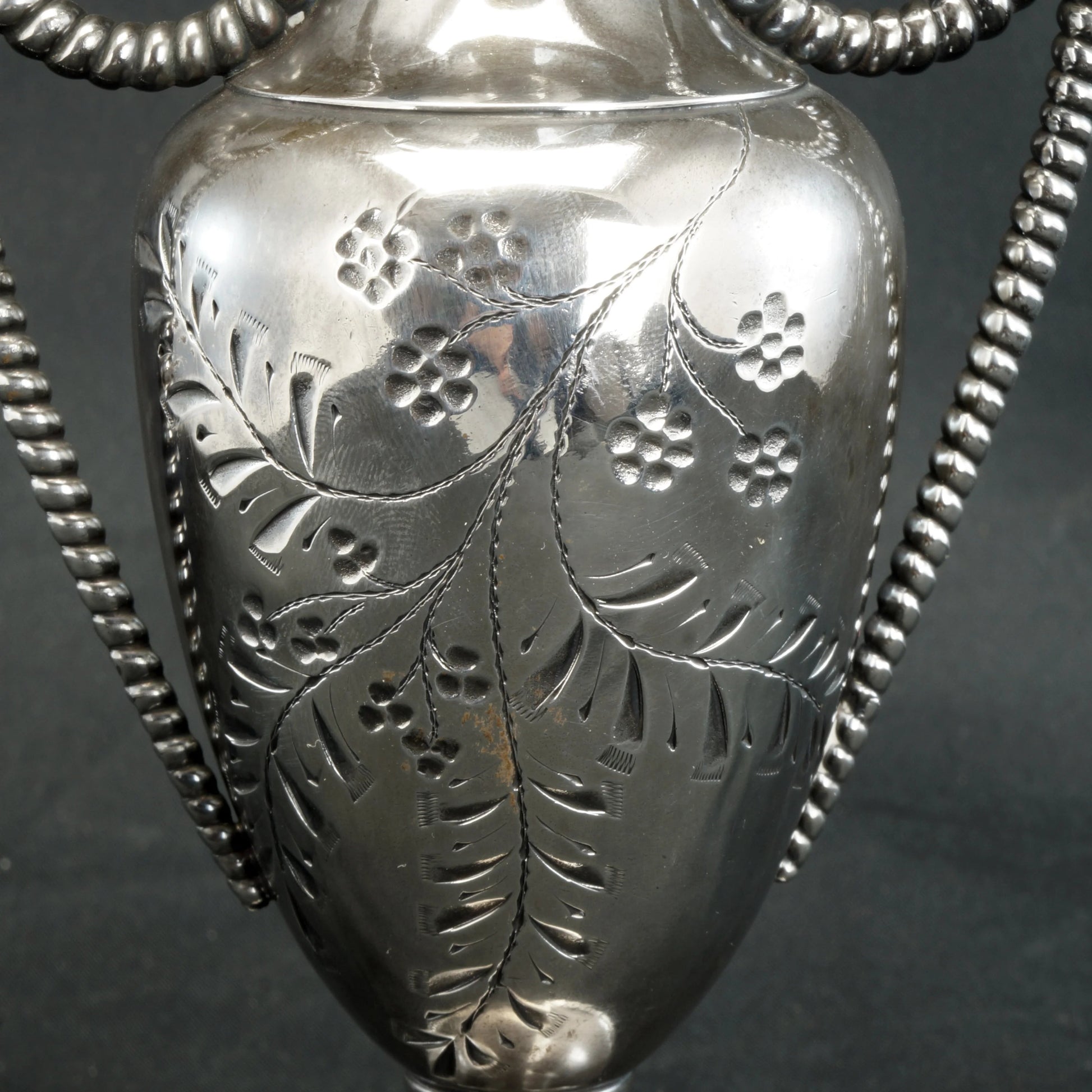 Etruscan Revival Victorian Pairpoint Silver Plate Vase 19th Century - Bear and Raven Antiques