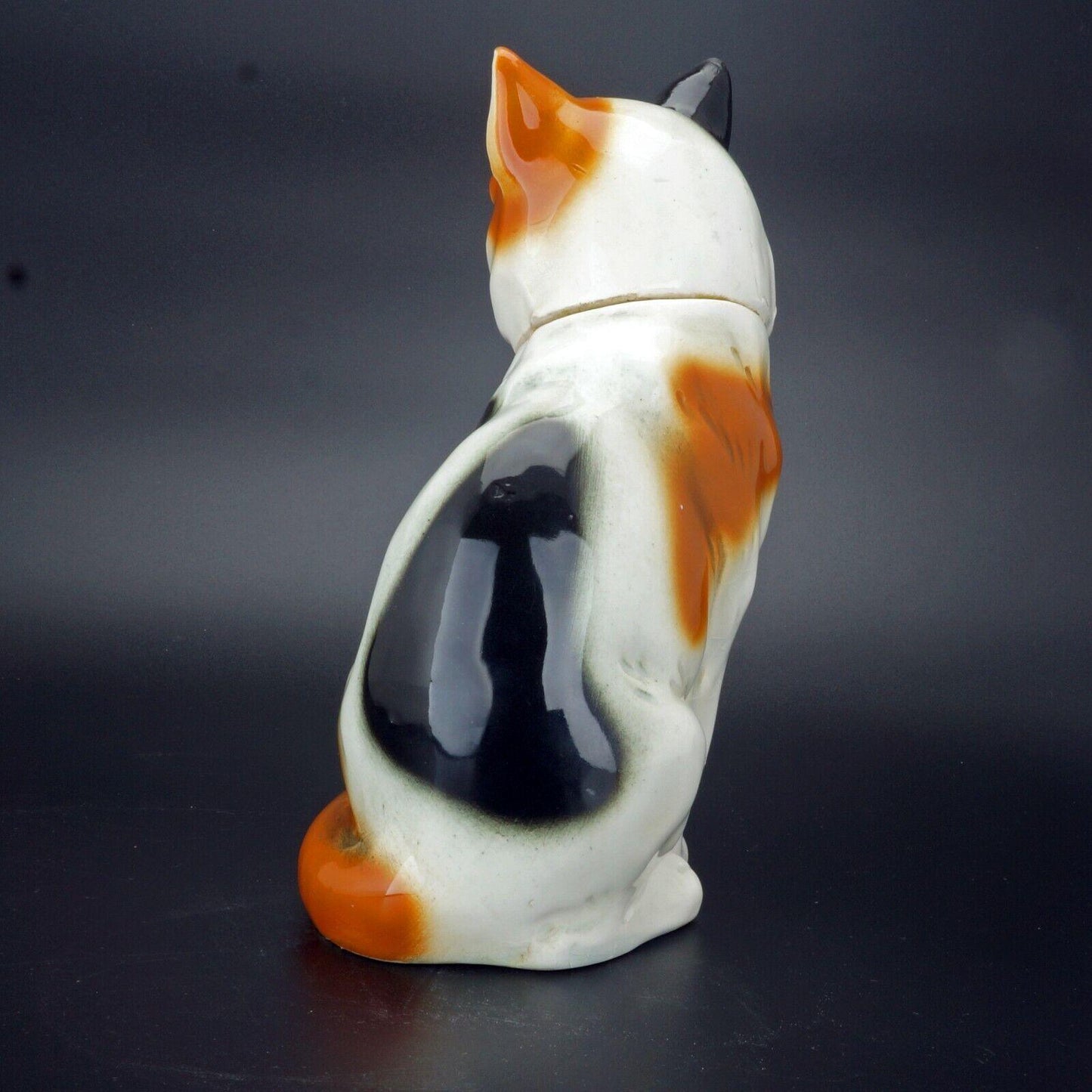 German ceramic calico cat bottle early 20th C - Bear and Raven Antiques