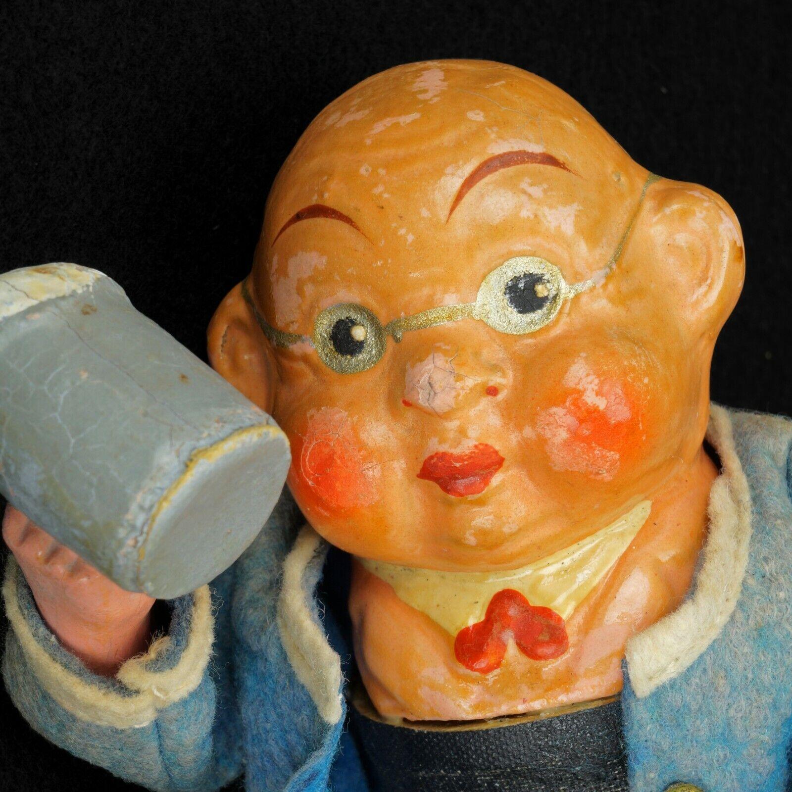 German Papier Mache Beer Drinking Man Toy Circa 1930 - Bear and Raven Antiques