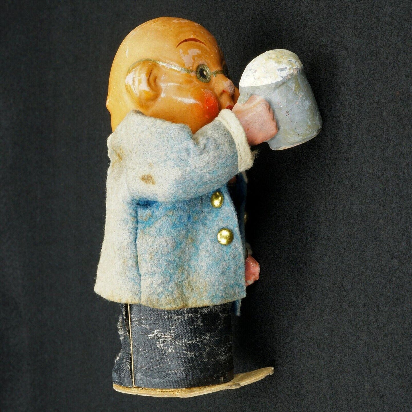 German Papier Mache Beer Drinking Man Toy Circa 1930 - Bear and Raven Antiques