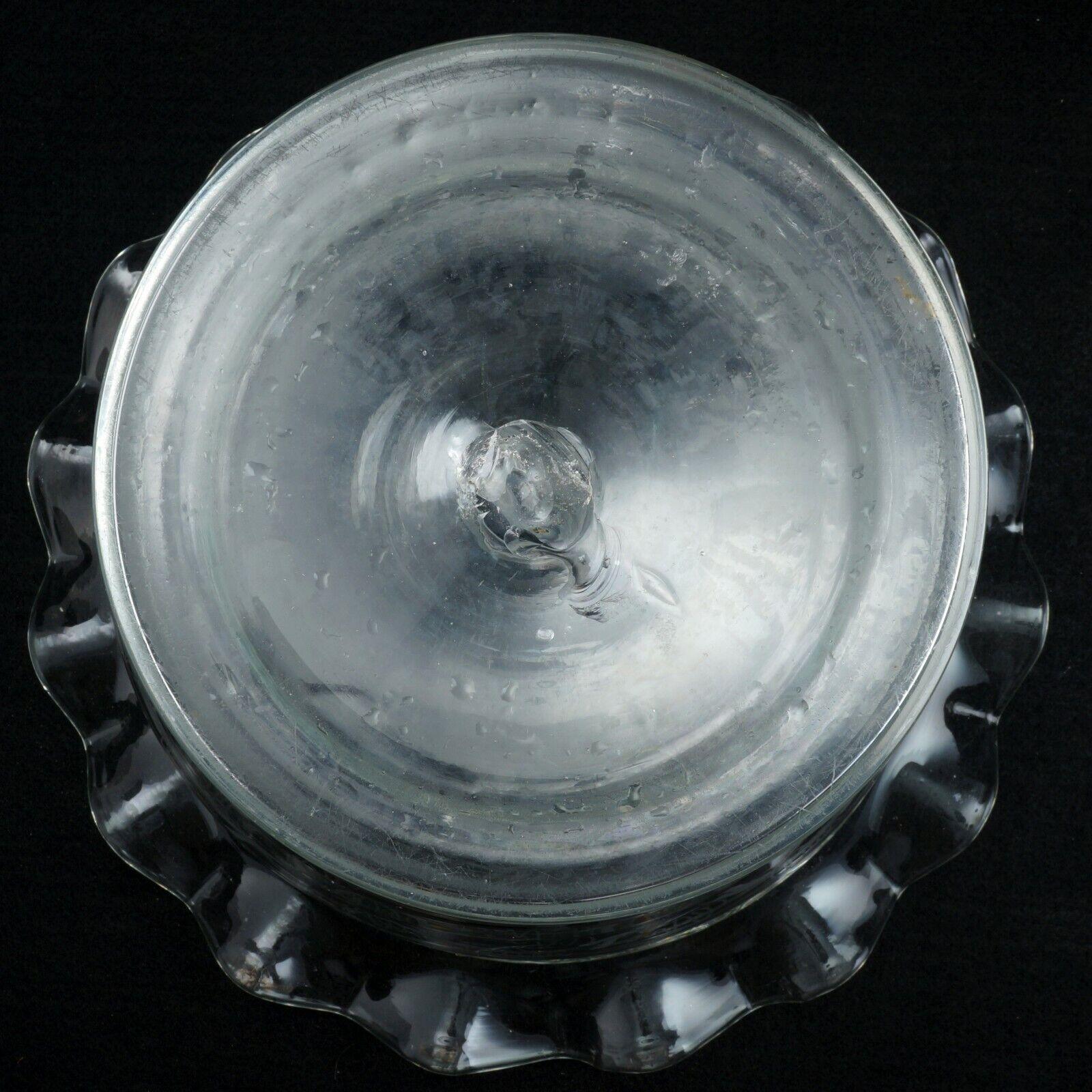 Handblown Antique Etched Glass Compote Bowl Centerpiece 19th Century - Bear and Raven Antiques