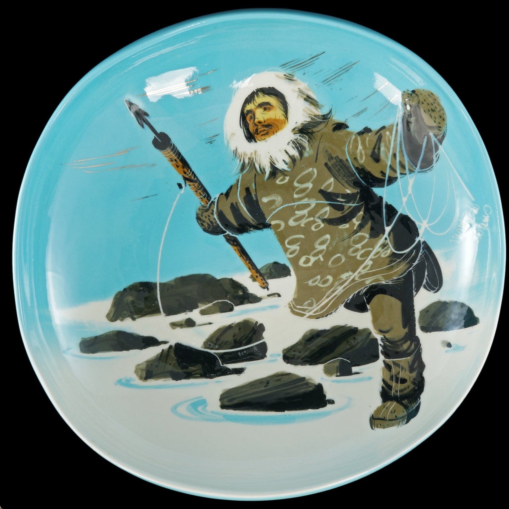 Huge Mid-Century Sascha Brastoff Alaskan Series Inuit Bowl – Bear