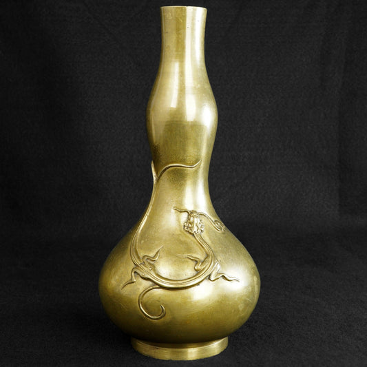 Japanese Bronze Dragon Vase Gourd Shaped Meiji Period - Bear and Raven Antiques