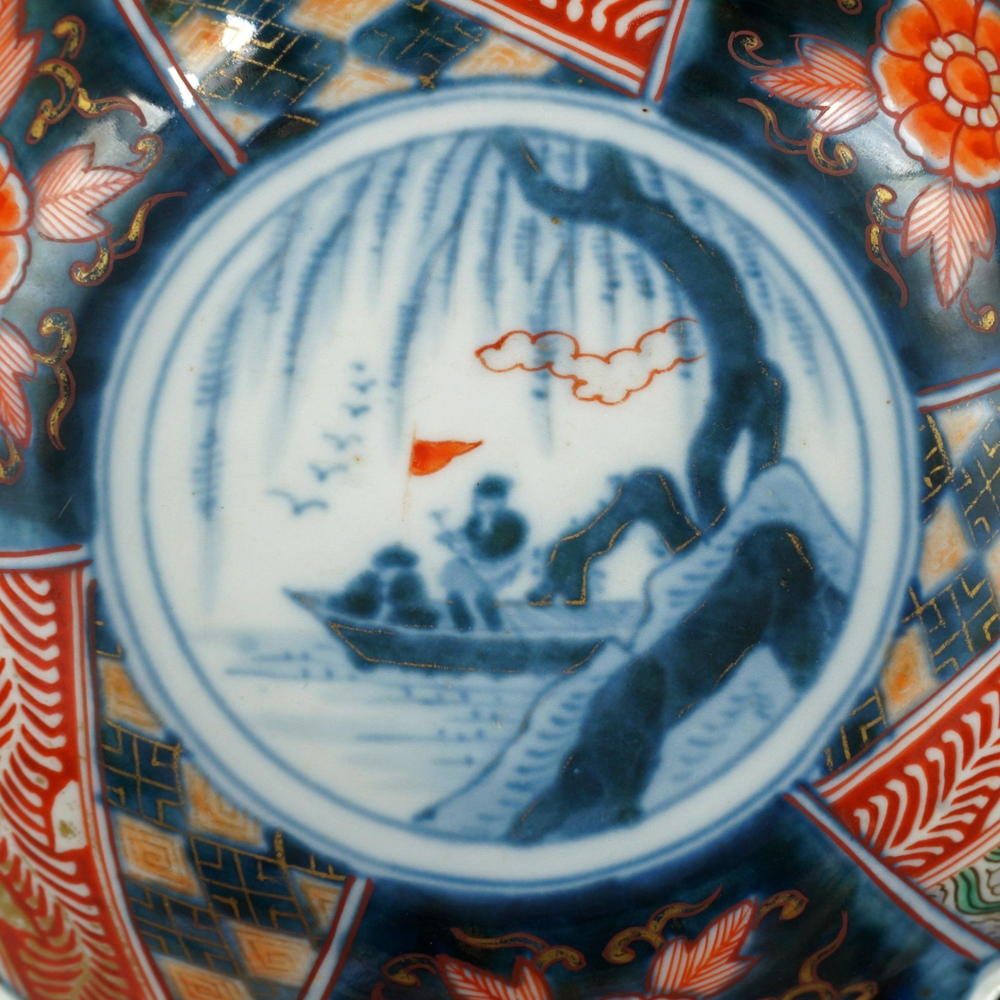 Japanese Imari Bowl with Boat Scene 19th Century - Bear and Raven Antiques