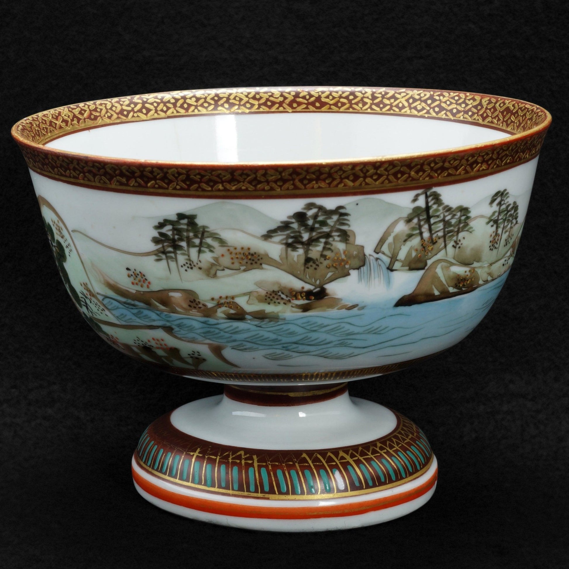 Japanese Kutani Polychrome Stem Cup Circa 1900 - Bear and Raven Antiques