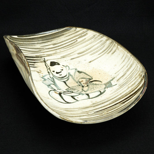 Japanese Raku Fisherman Dish Meiji Period - Bear and Raven Antiques