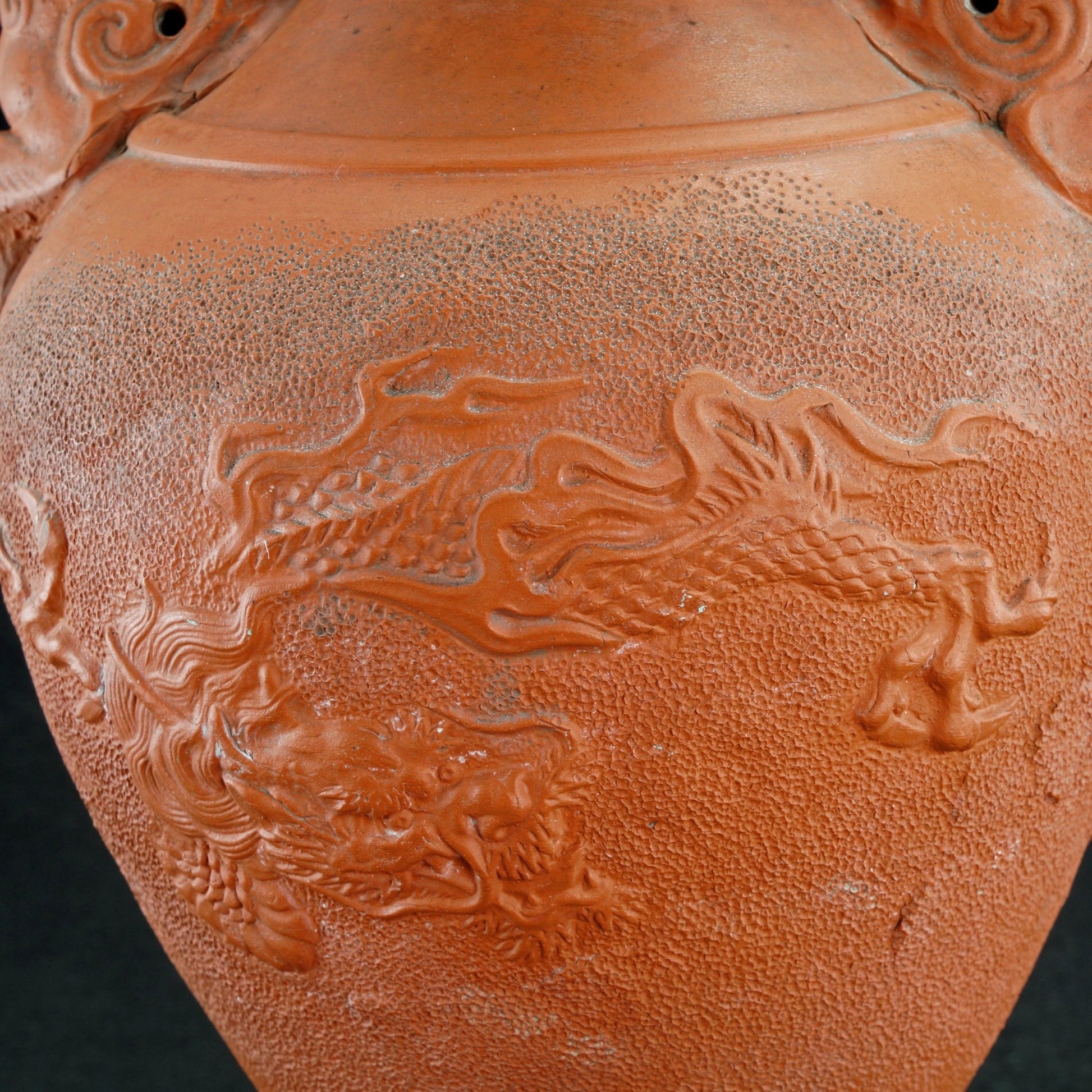 Japanese Tokoname Redware Dragon Vase Late Meiji/Taisho - Bear and Raven Antiques