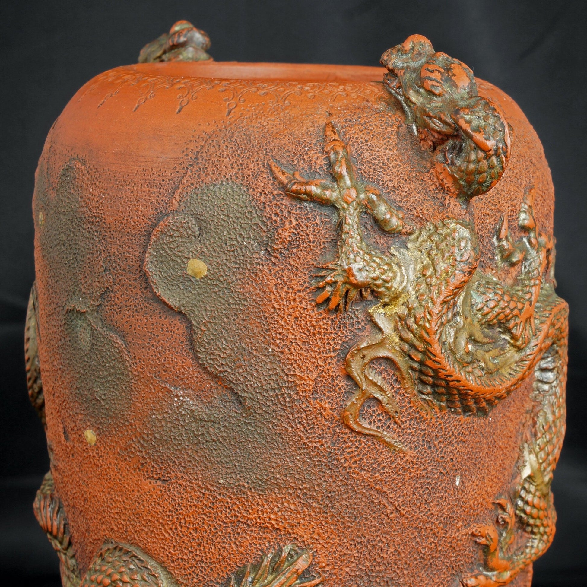 Japanese Tokoname Redware Dragon Vase Late Meiji/Taisho Era - Bear and Raven Antiques