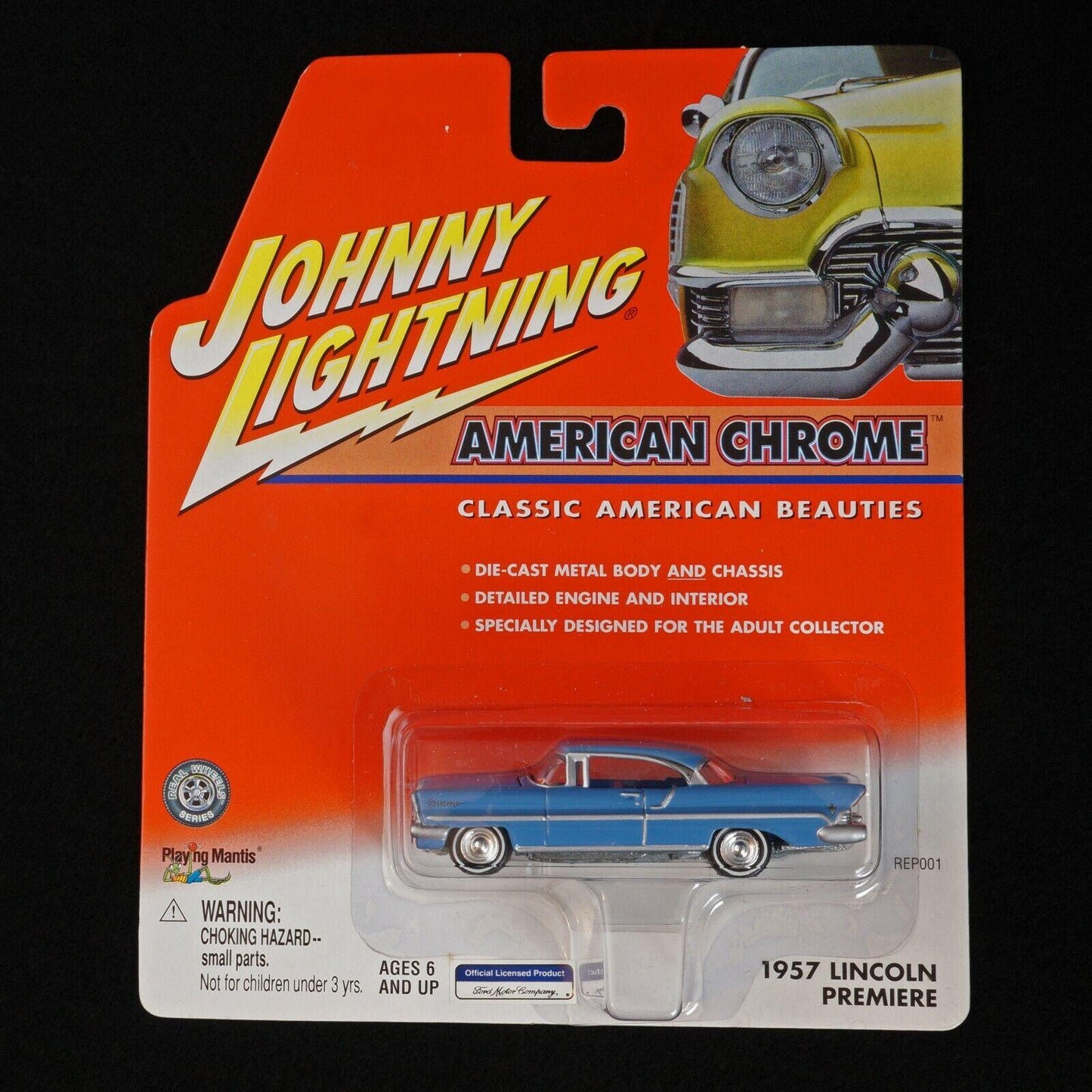 Johnny Lightning 1957 Lincoln Premier Light Blue American Chrome - NIB - Bear and Raven Antiques