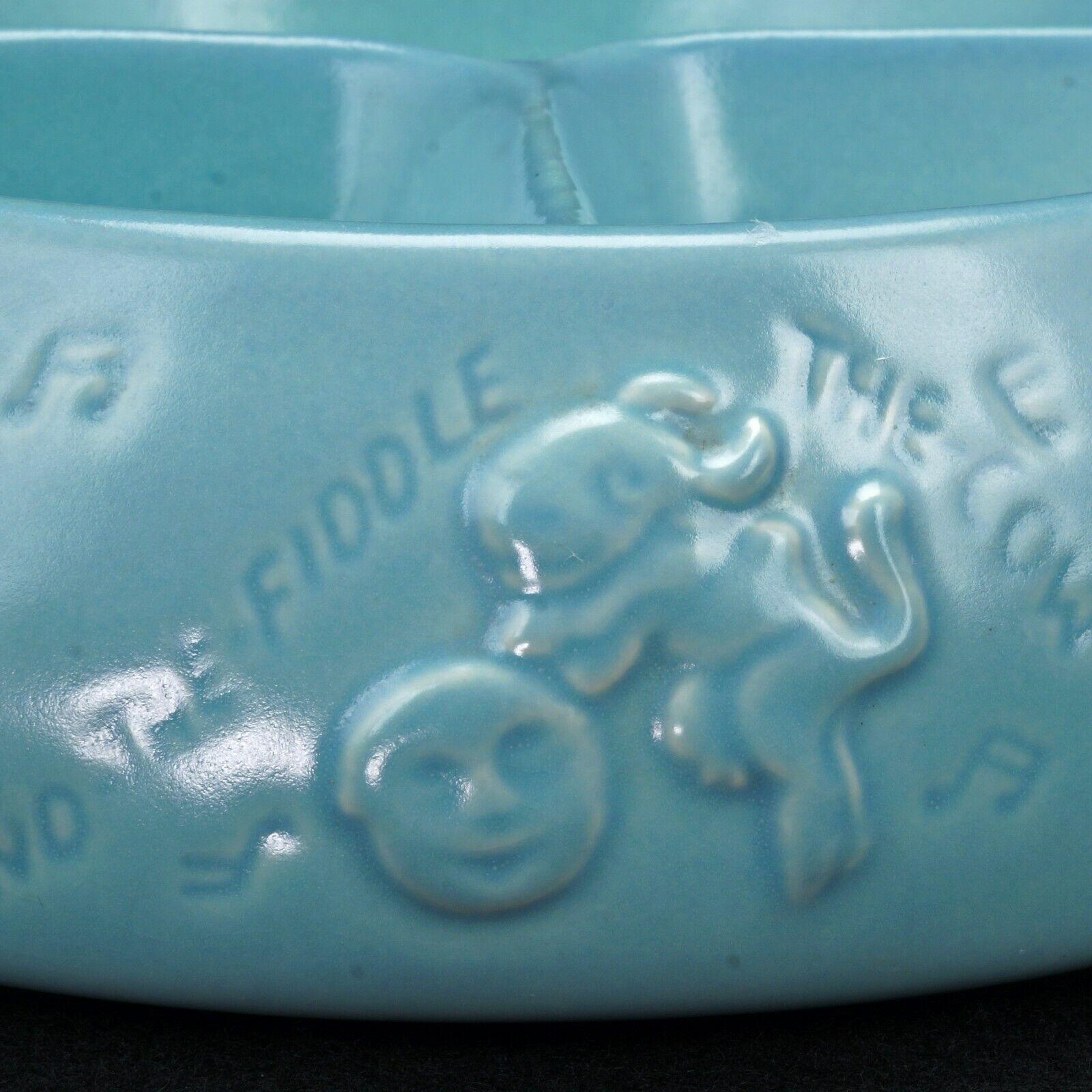 Mid-century Hankscraft Turquoise Nursery Rhyme Baby Food Warming Dish - Bear and Raven Antiques