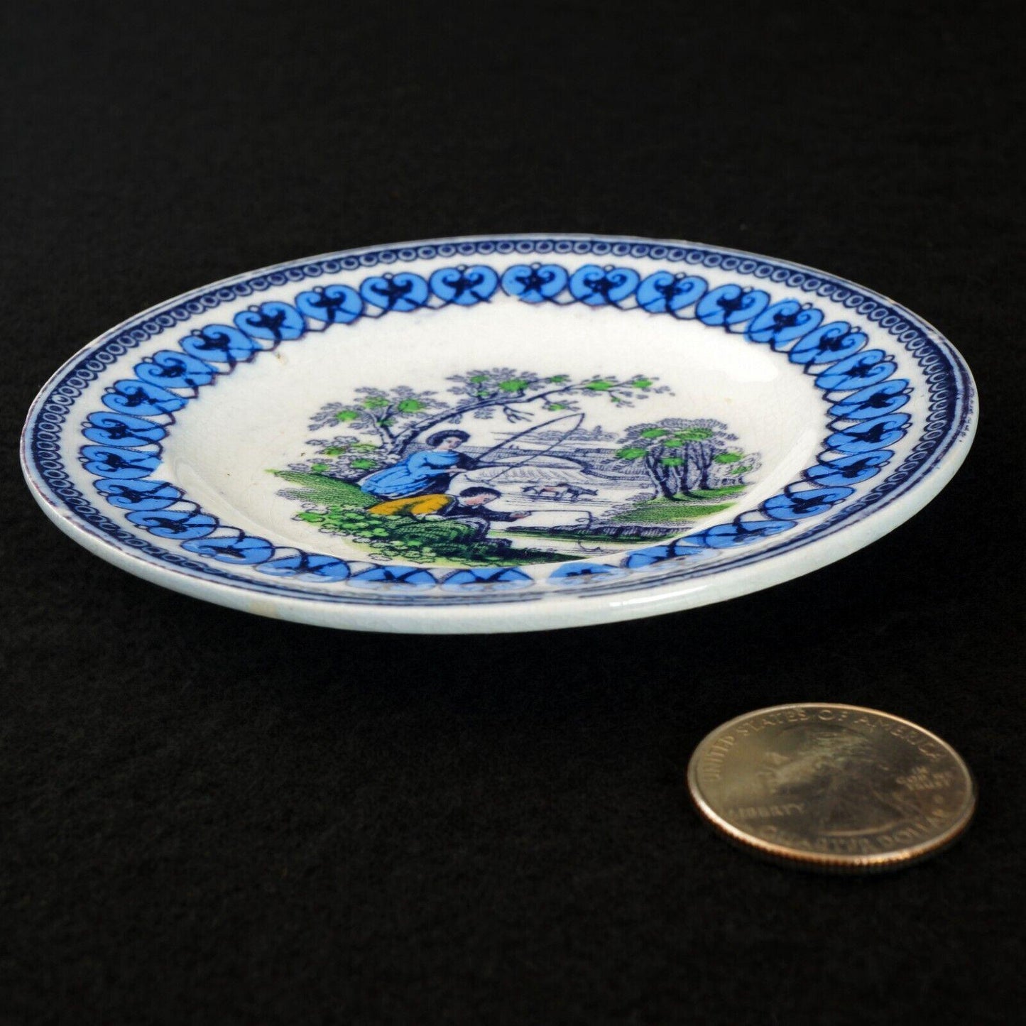 Miniature Child’s C.E. & M Fishers Pattern Transferware Plate circa 1865 - Bear and Raven Antiques