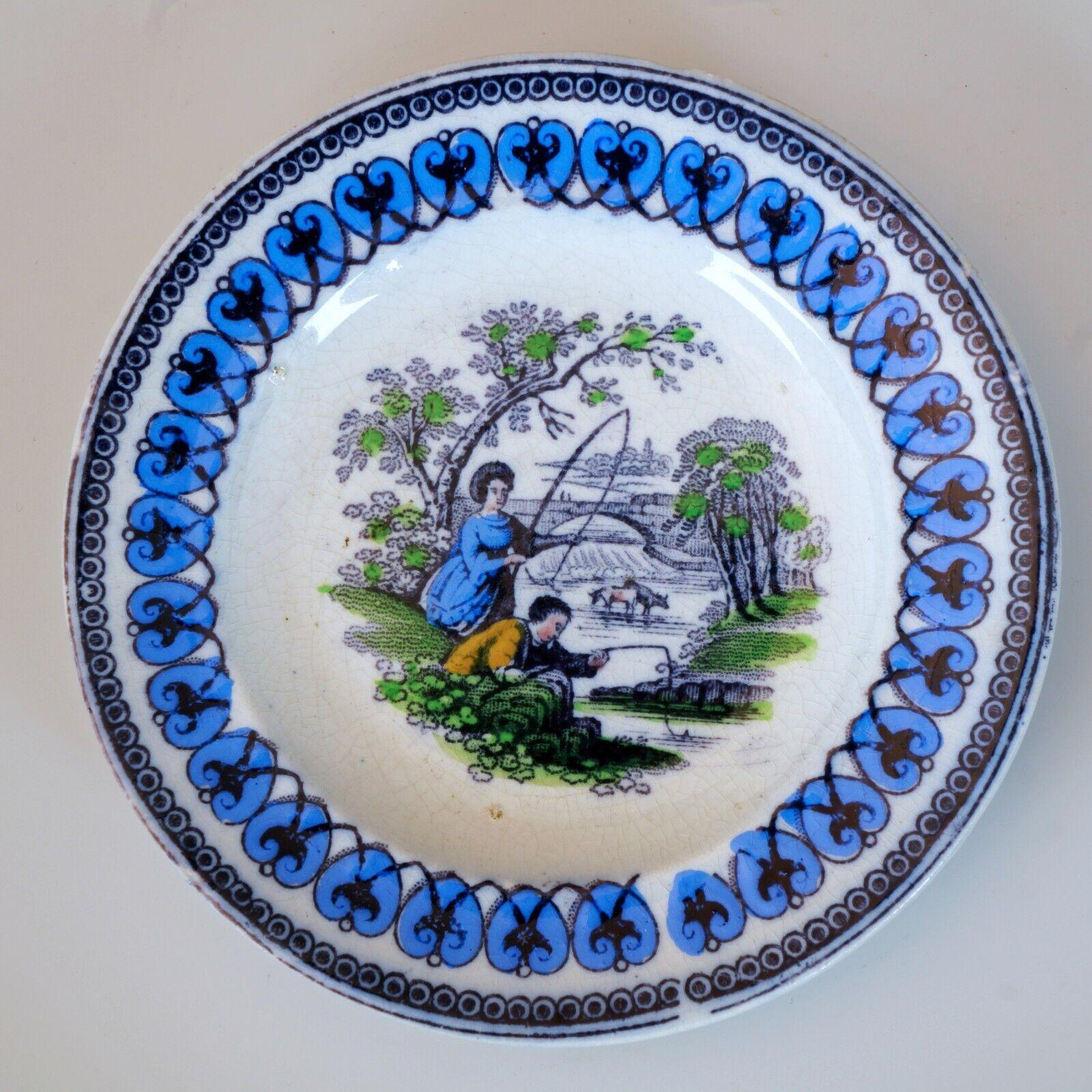 Miniature Child’s C.E. & M Fishers Pattern Transferware Plate circa 1865 - Bear and Raven Antiques