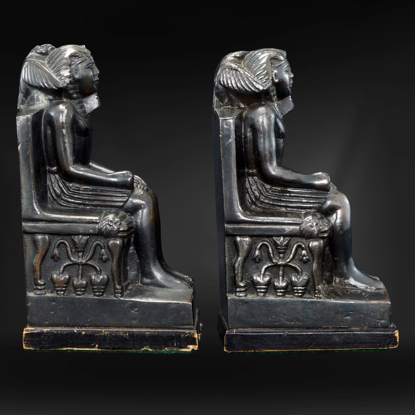 Pair Egyptian Revival Pharaoh Bookends Circa 1920 - Bear and Raven Antiques