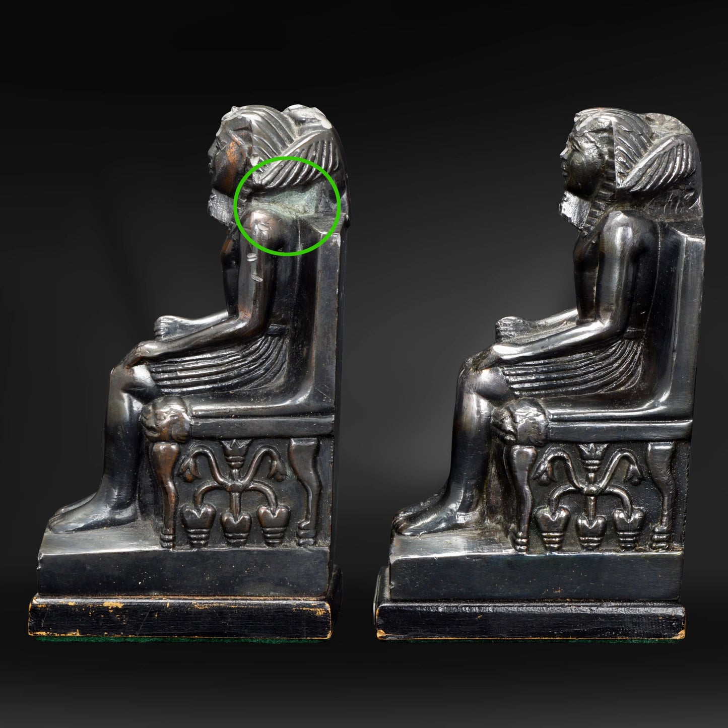 Pair Egyptian Revival Pharaoh Bookends Circa 1920 - Bear and Raven Antiques