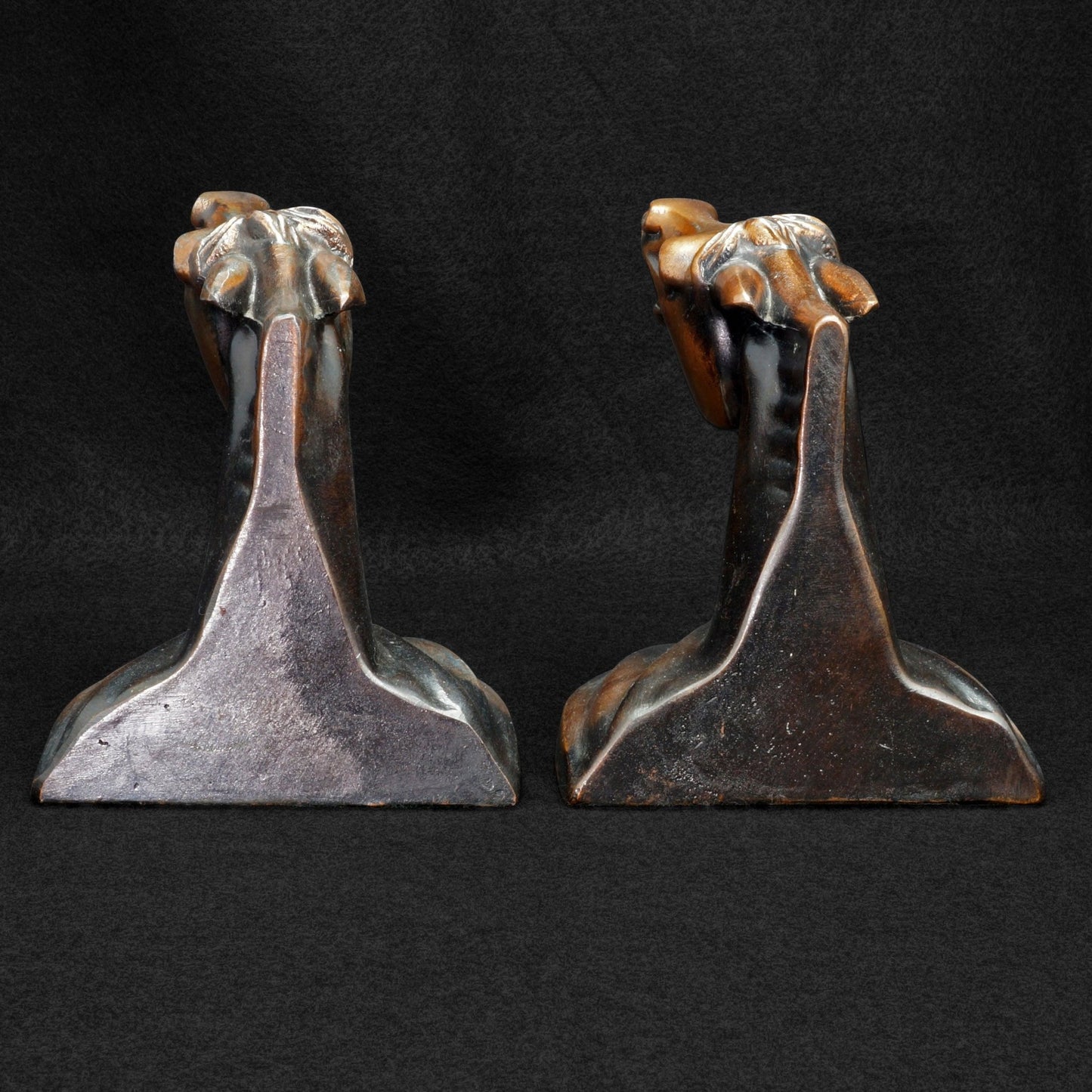 Pair of Art Deco Neighing Horse Head Bookends Circa 1930 - Bear and Raven Antiques