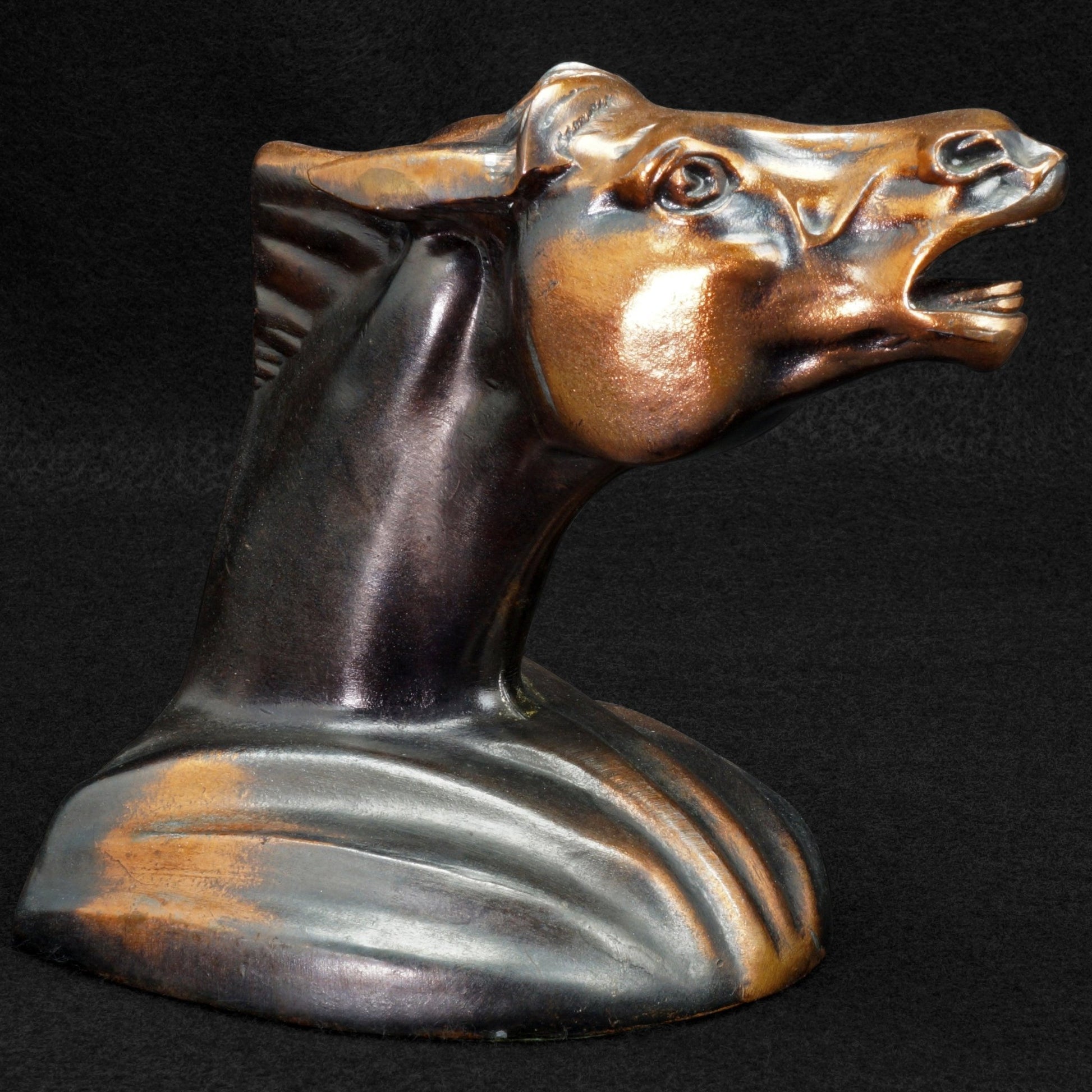 Pair of Art Deco Neighing Horse Head Bookends Circa 1930 - Bear and Raven Antiques