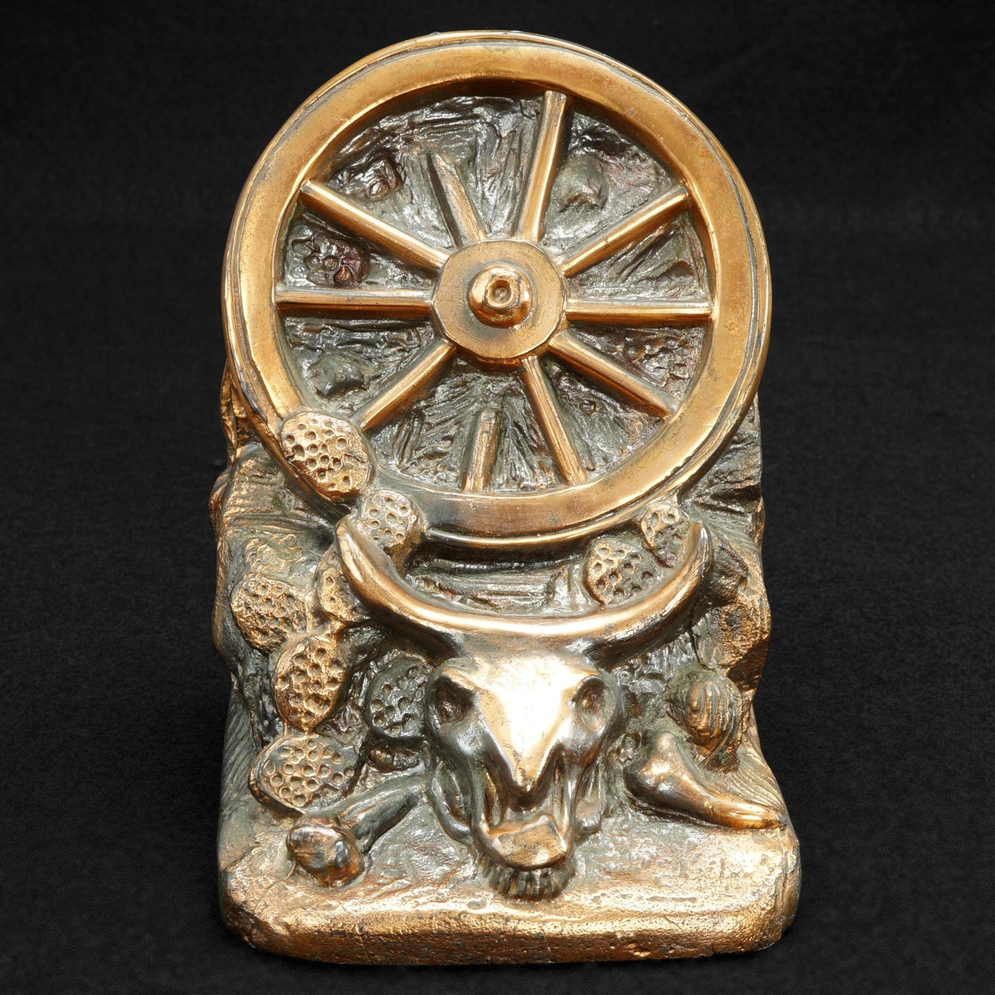 Pair of Dodge Wagon Wheel Western Bookends Circa 1930 - Bear and Raven Antiques