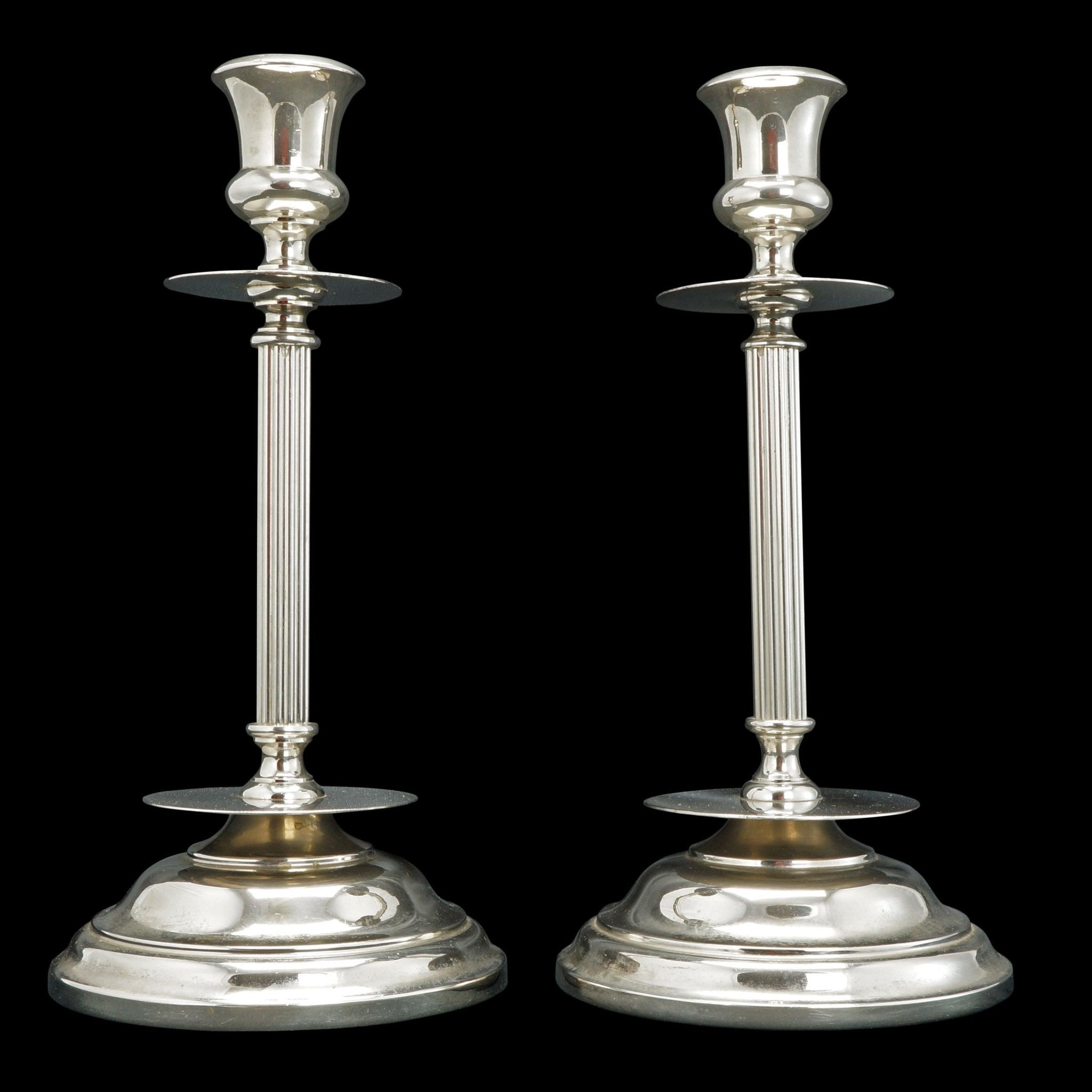 Pair of Mid Century Modern Gustav Eriksson Nickel Candlesticks Eskilst ...