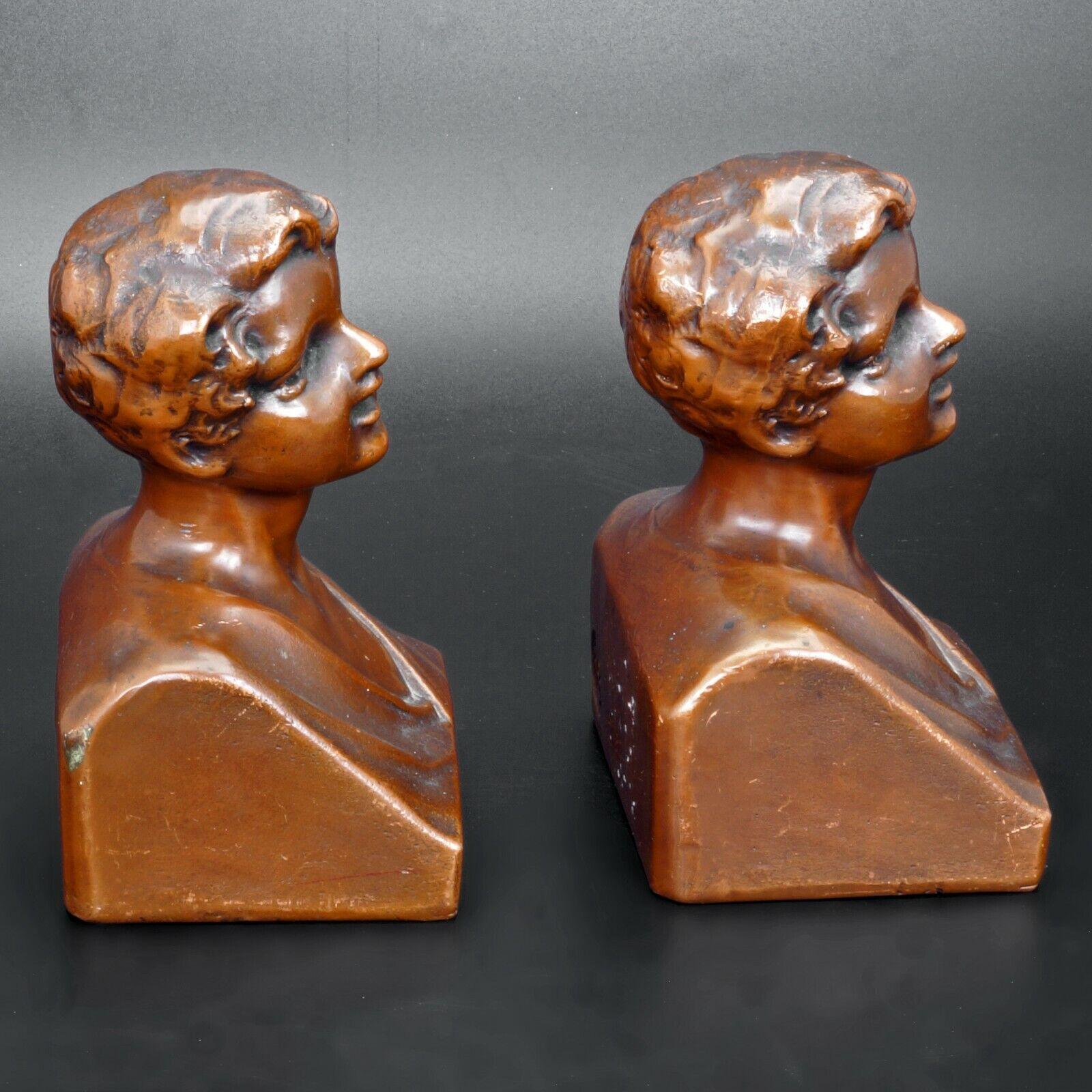 Pair of Weidlich Brothers Manufacturing U.S.A. Bookends Called Youth circa 1930 - Bear and Raven Antiques