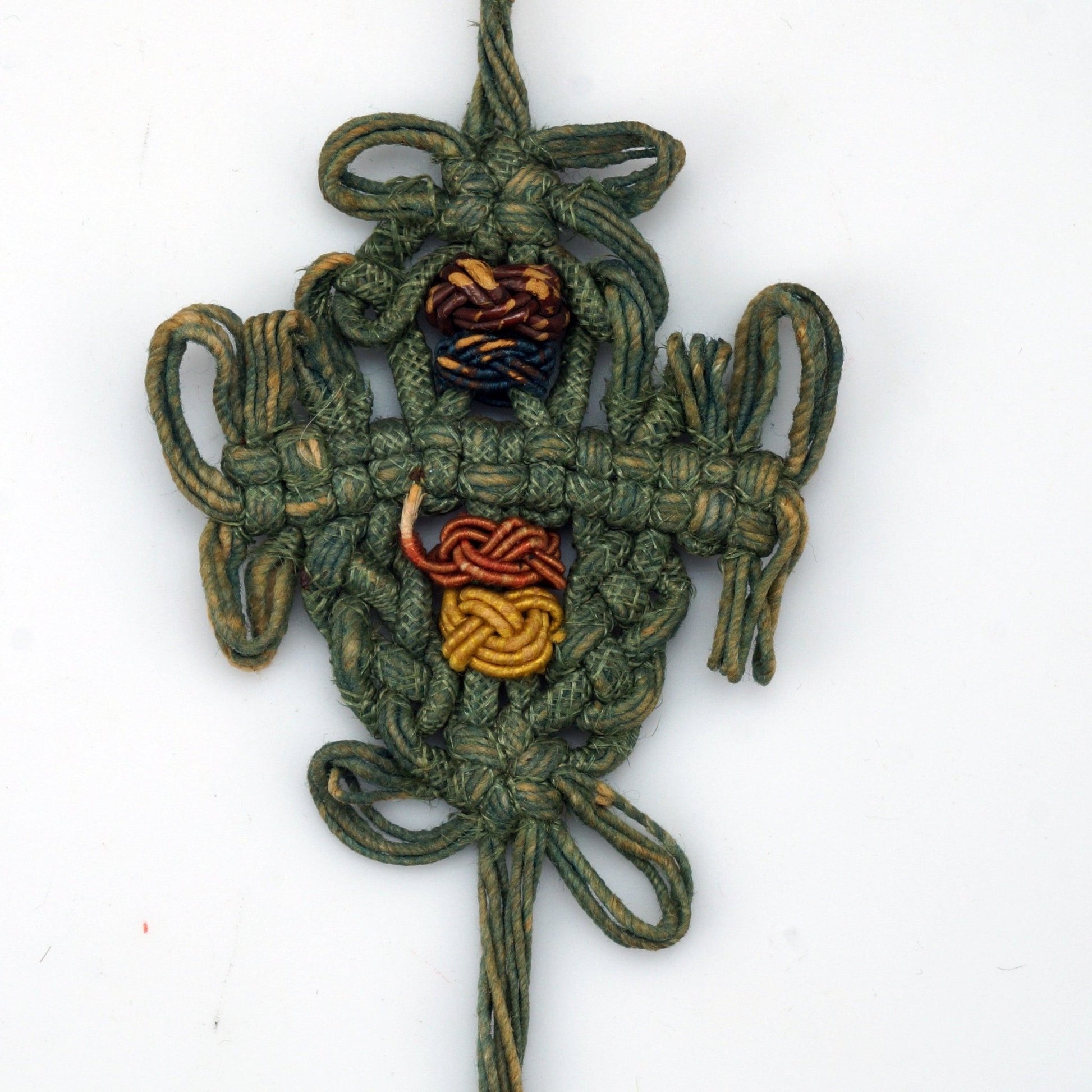 Qing Chinese Endless Knot Cotton Toggle Circa 1900 - Bear and Raven Antiques