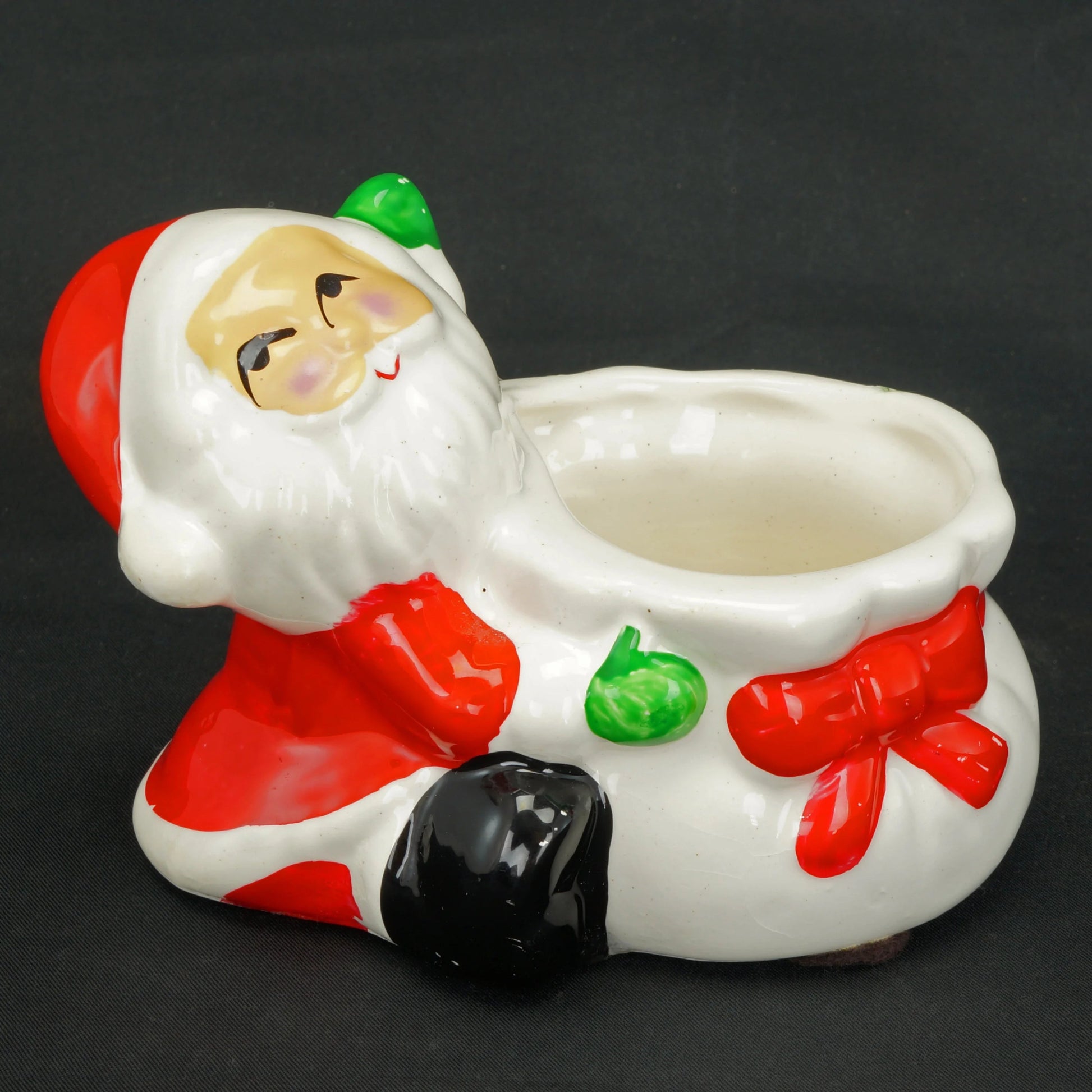 Santa Bag Planter or Candy Dish circa 1960 - Bear and Raven Antiques