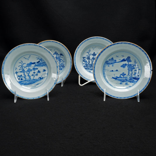 Set of Four 18th Century Chinese Export Blue and White Bowls - Bear and Raven Antiques