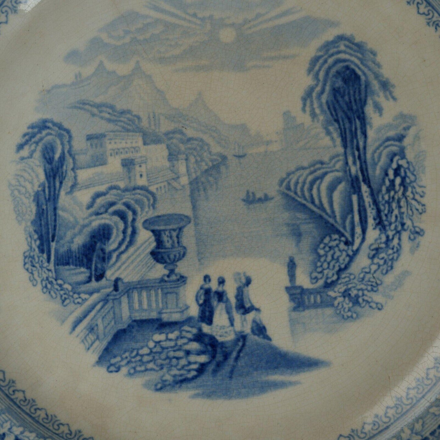 Staffordshire Transferware Pale Blue Plate J. Wedgewood Columeia Pattern - Bear and Raven Antiques