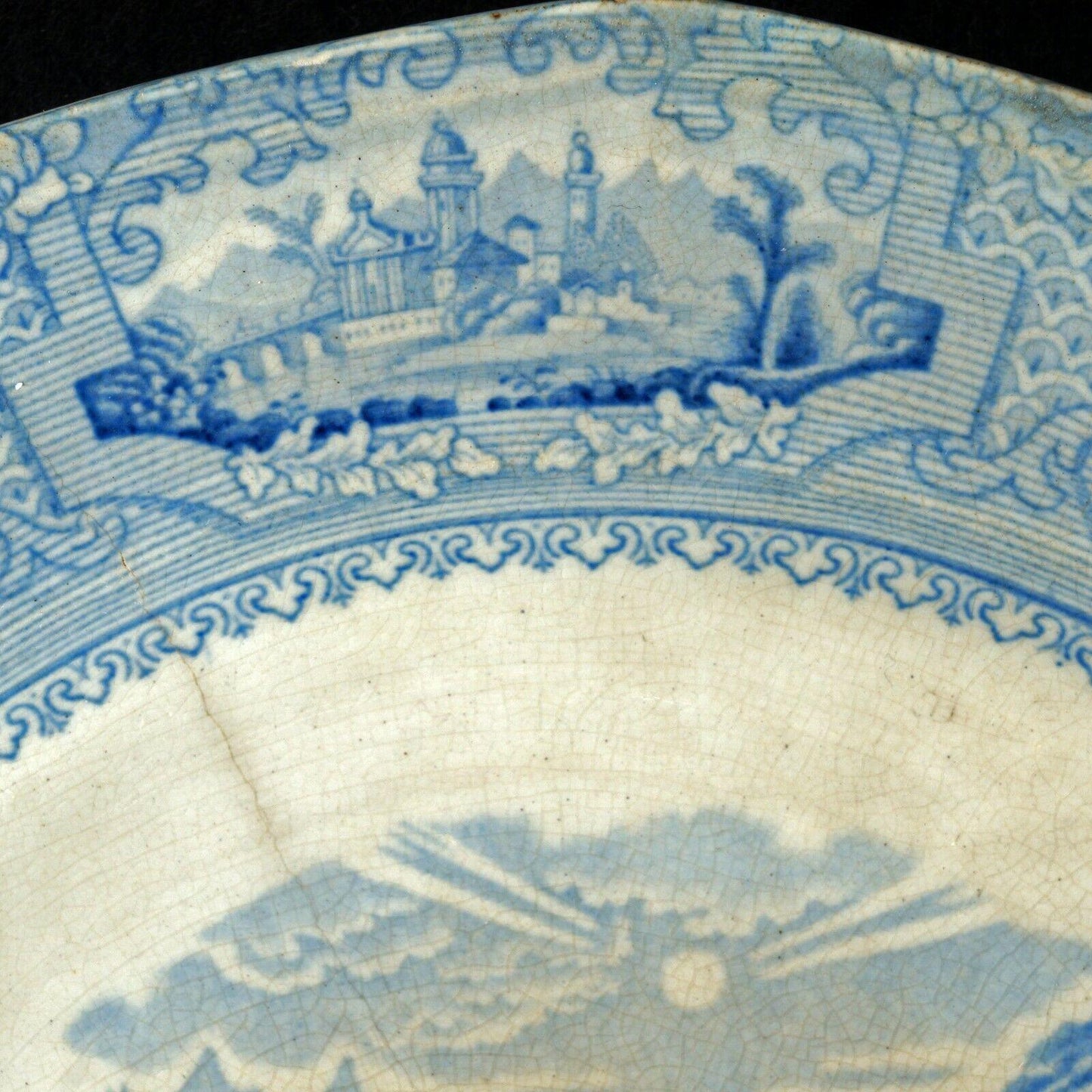 Staffordshire Transferware Pale Blue Plate J. Wedgewood Columeia Pattern - Bear and Raven Antiques