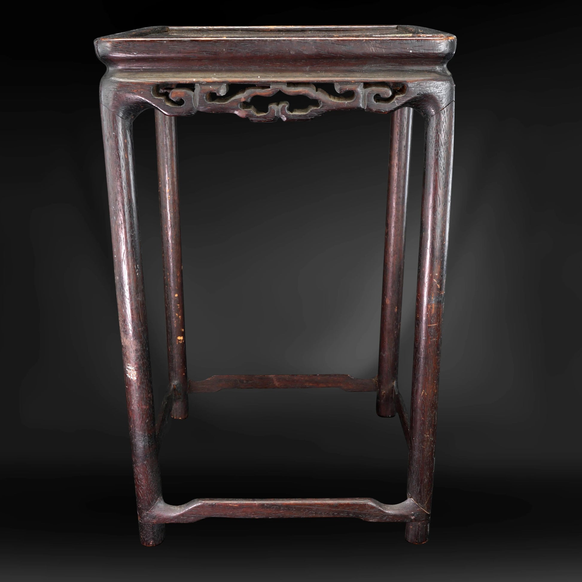 Tall Chinese Hardwood Stand Circa 1920 - Bear and Raven Antiques