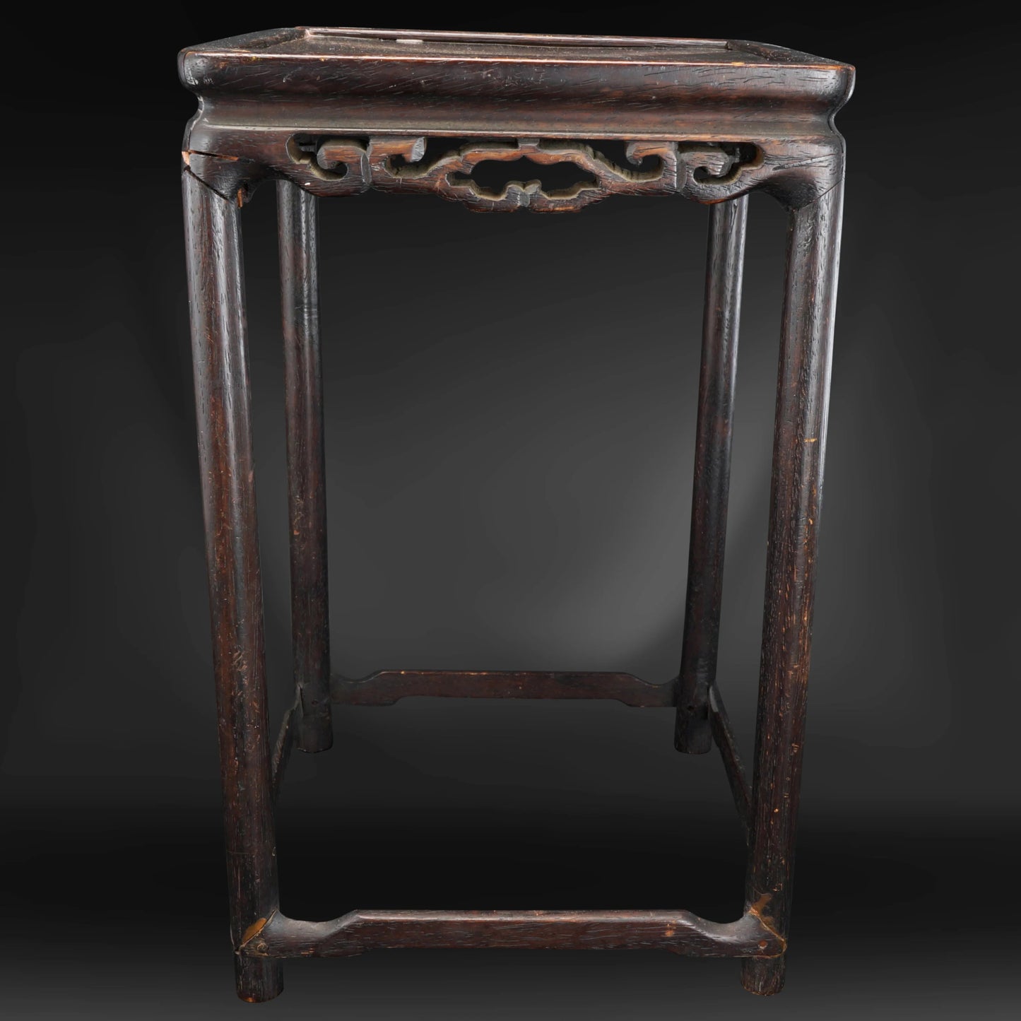 Tall Chinese Hardwood Stand Circa 1920 - Bear and Raven Antiques