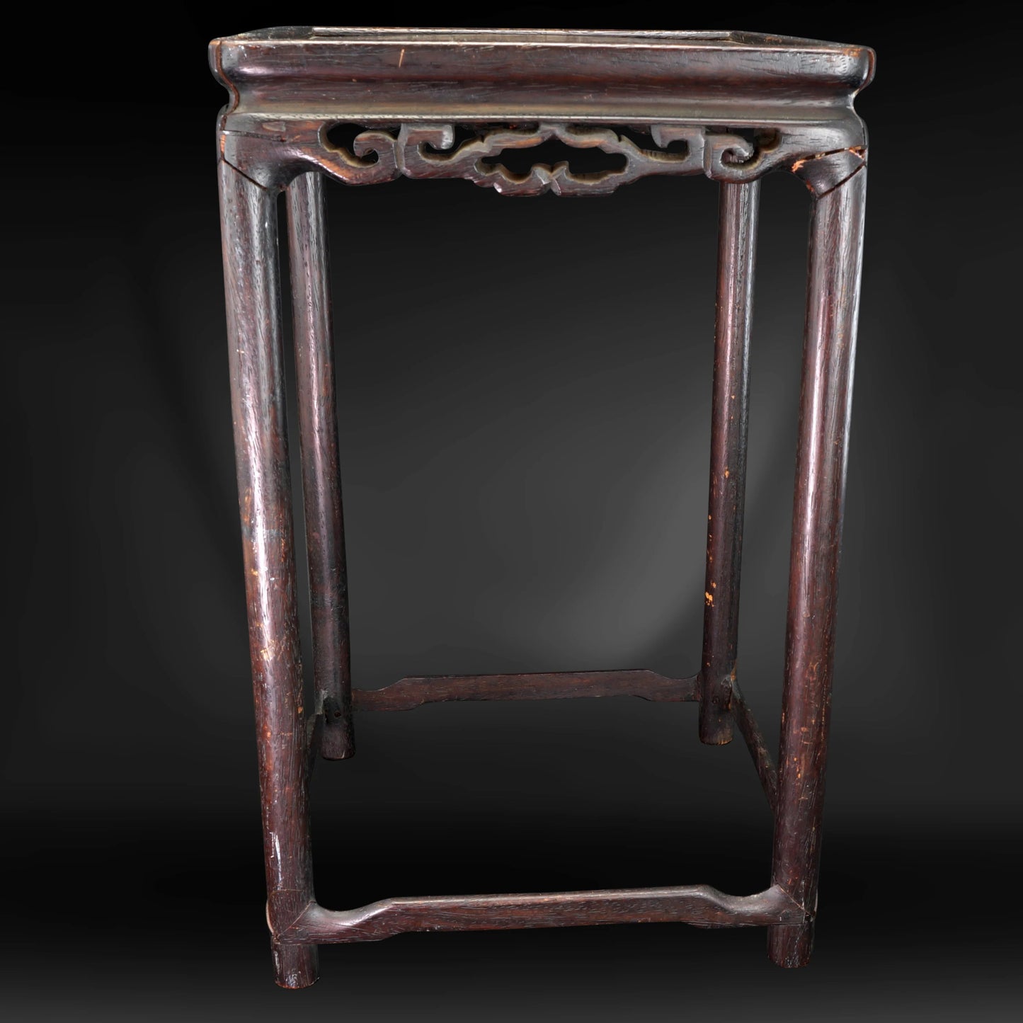 Tall Chinese Hardwood Stand Circa 1920 - Bear and Raven Antiques