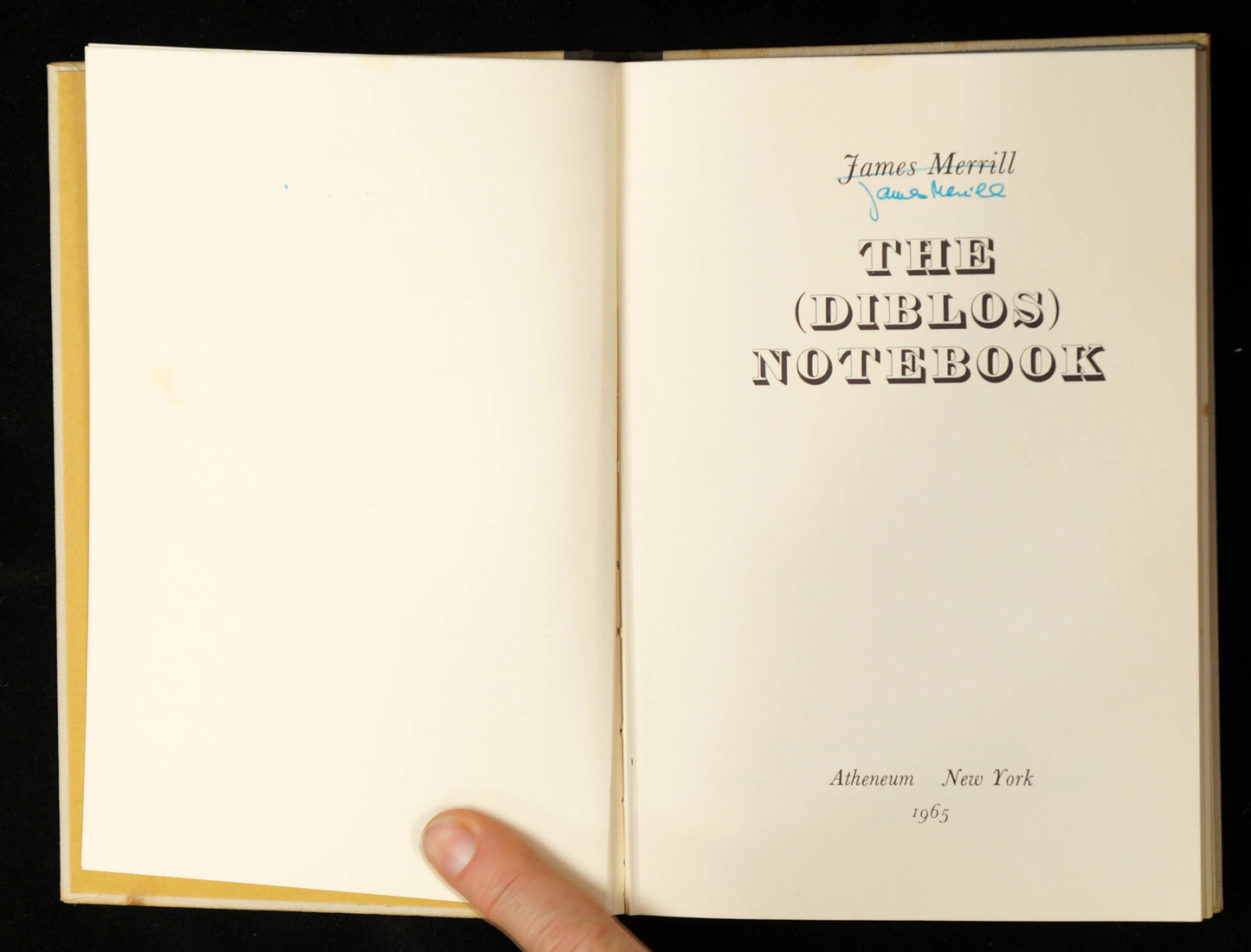 The (Diblos) Notebook: James Merrill, First Edition - 1965 - Bear and Raven Antiques