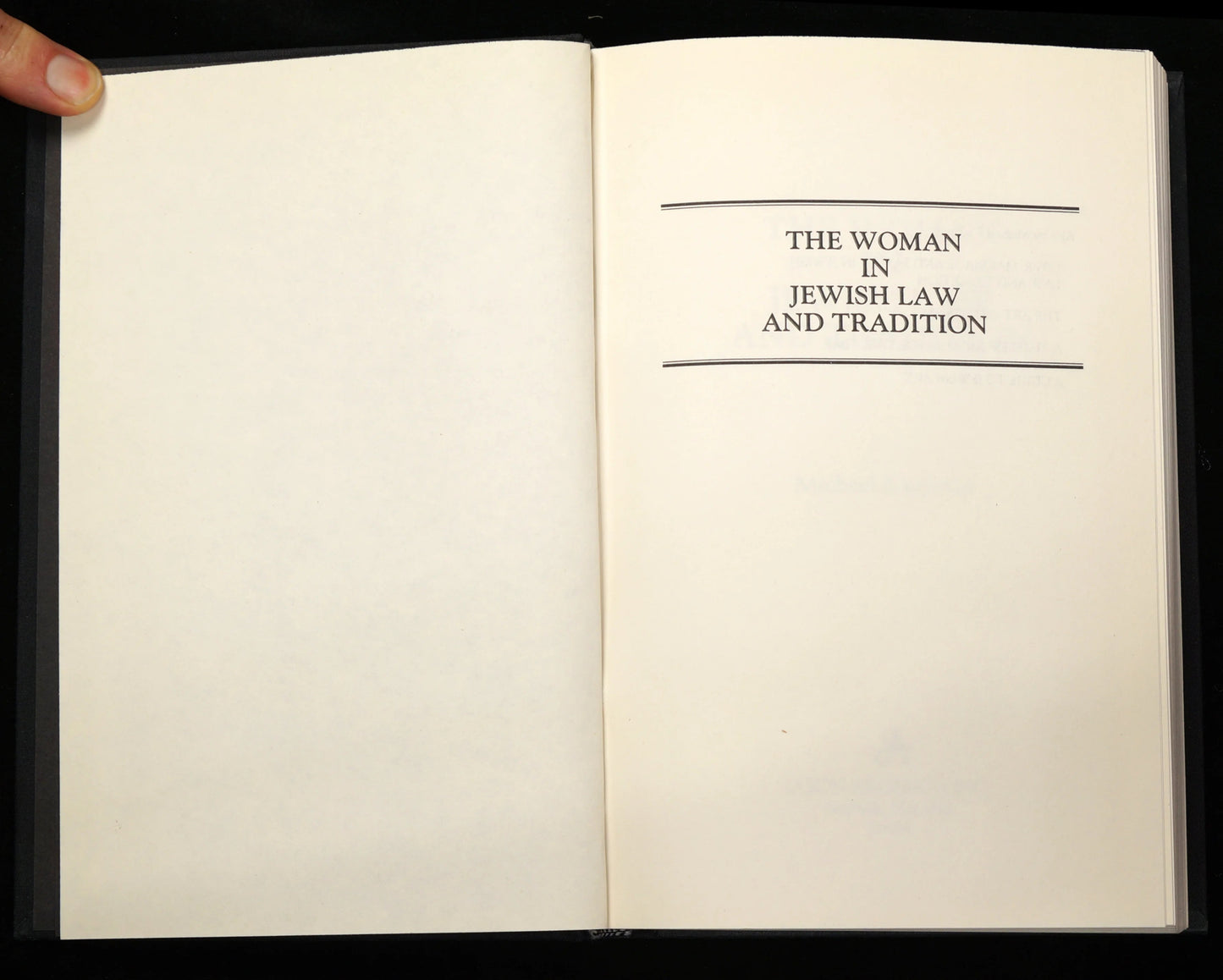 The Woman in Jewish Law and Tradition by Michael Kaufman - Bear and Raven Antiques