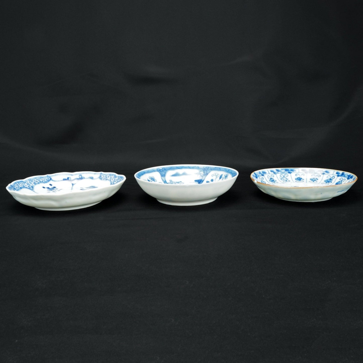 Three Chinese Kangxi Blue and White Saucers 18th Century - Bear and Raven Antiques