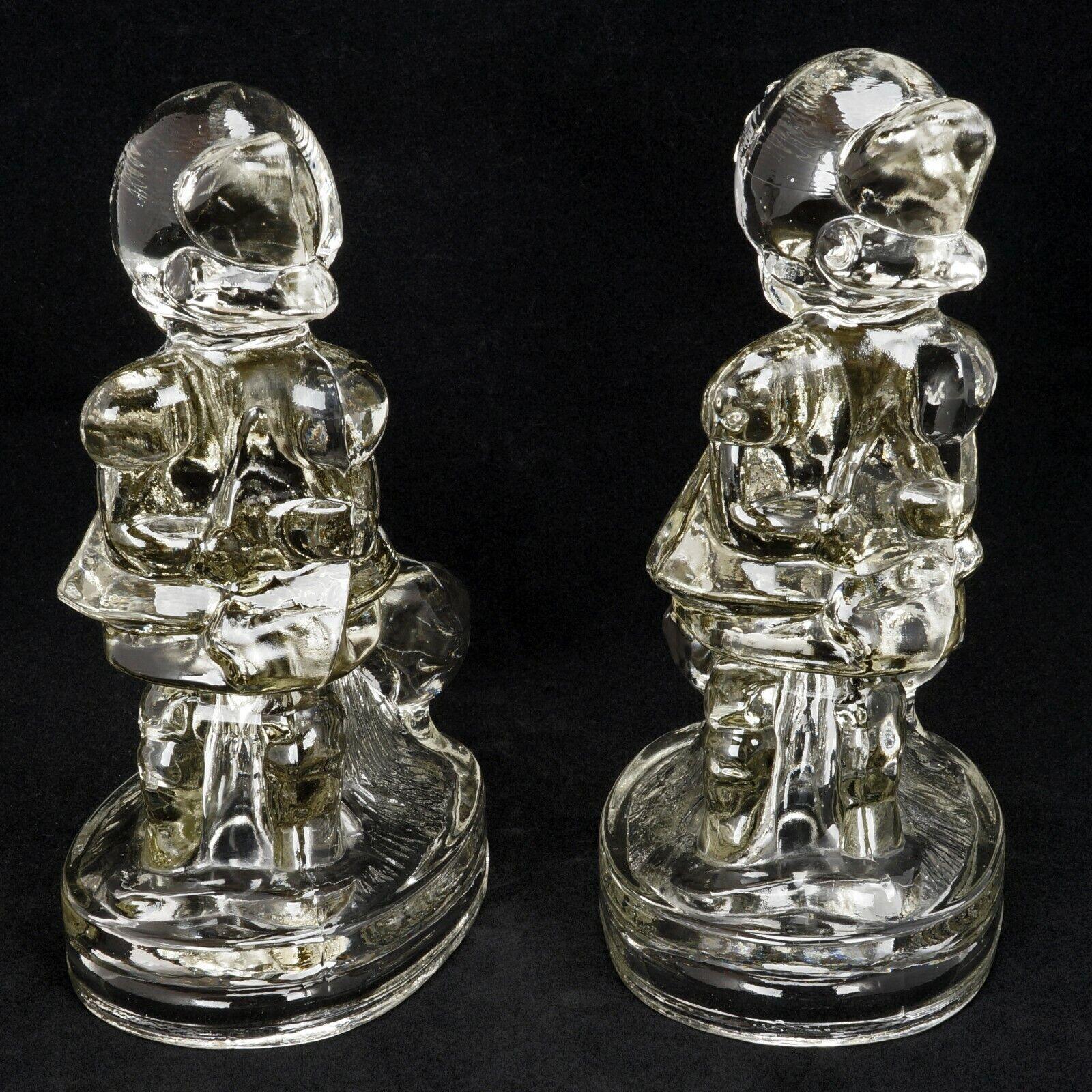 Up to Her Neck in Geese Glass Bookends Circa 1950 - Bear and Raven Antiques