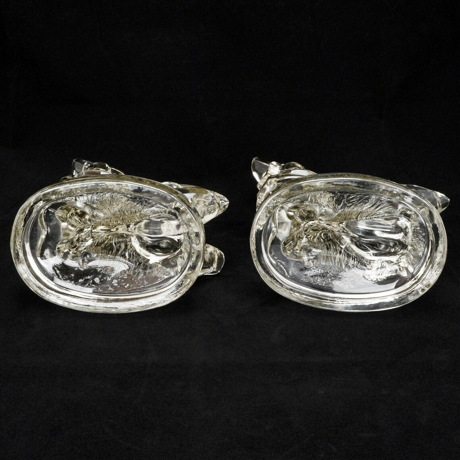 Up to Her Neck in Geese Glass Bookends Circa 1950 - Bear and Raven Antiques