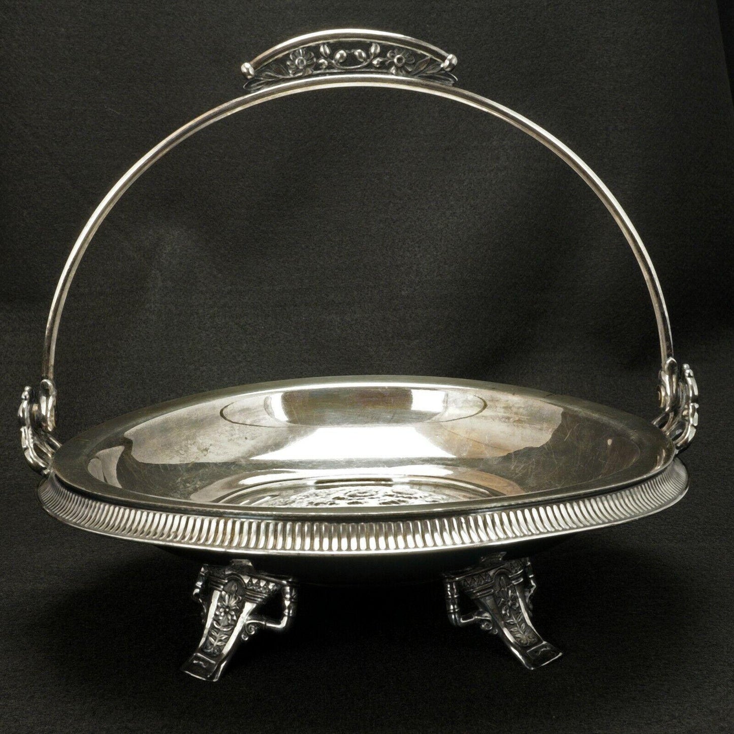 Victorian Silver Plate Cake Basket by Simpson Hall Miller circa 1870 - Bear and Raven Antiques