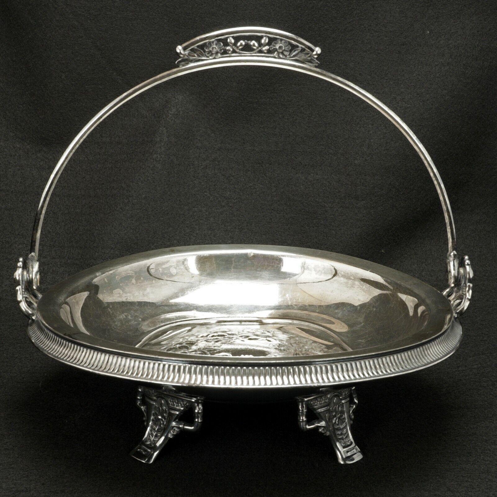 Victorian Silver Plate Cake Basket by Simpson Hall Miller circa 1870 - Bear and Raven Antiques