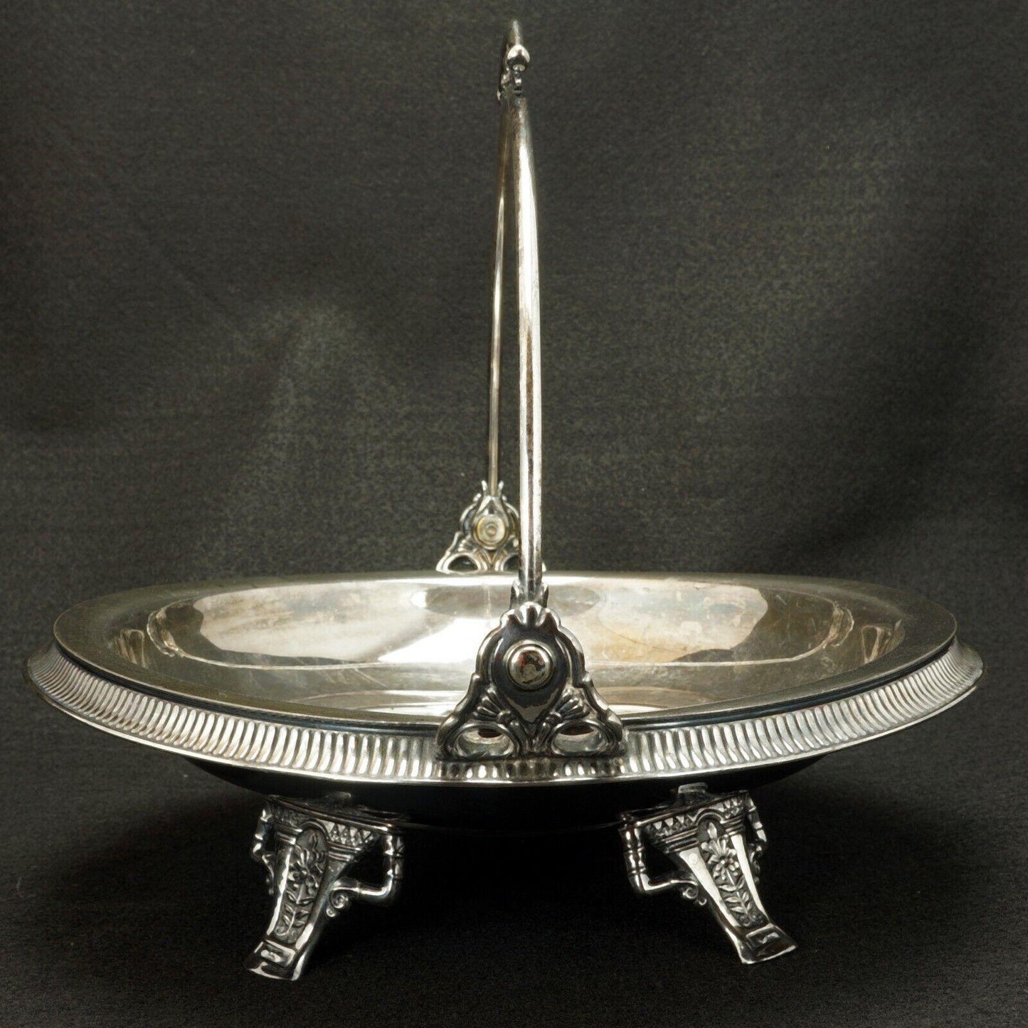 Victorian Silver Plate Cake Basket by Simpson Hall Miller circa 1870 - Bear and Raven Antiques