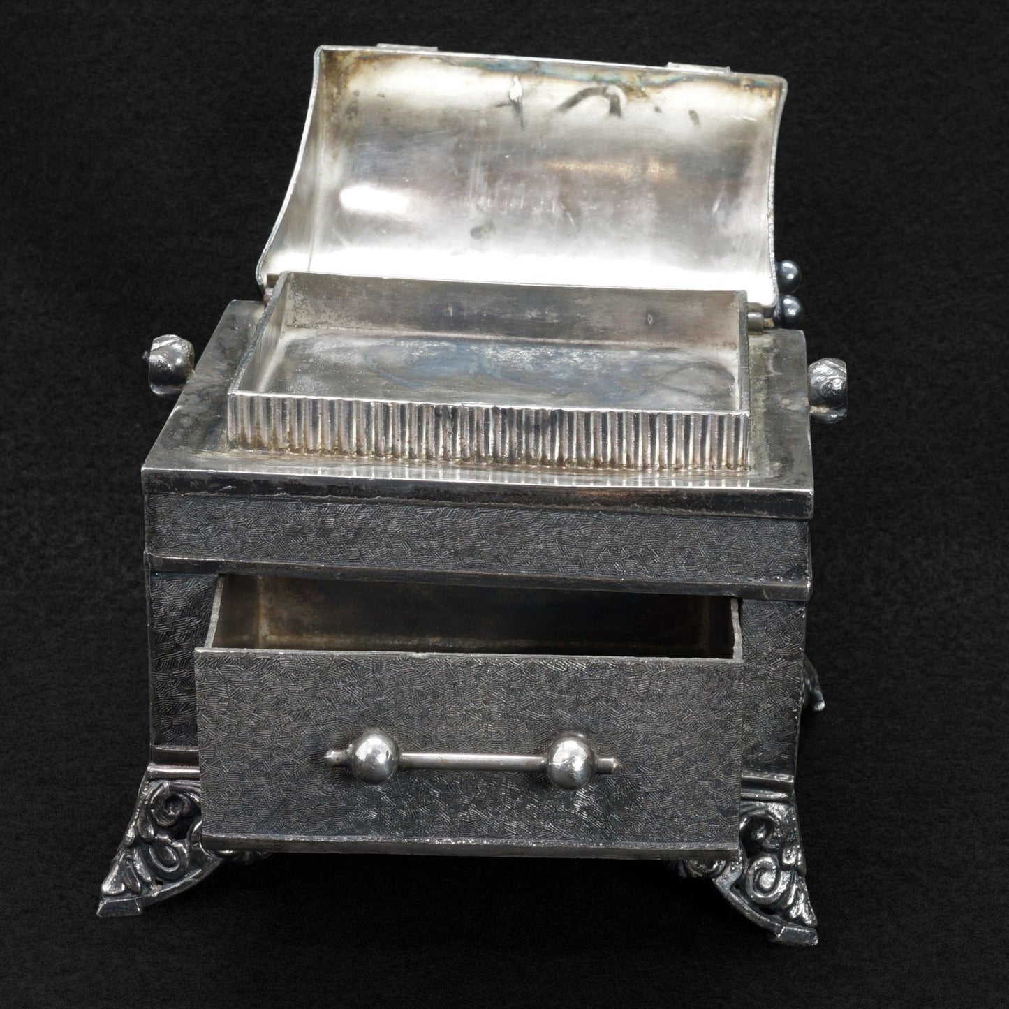 Victorian Webster Jewelry Casket Silverplate 19th Century - Bear and Raven Antiques